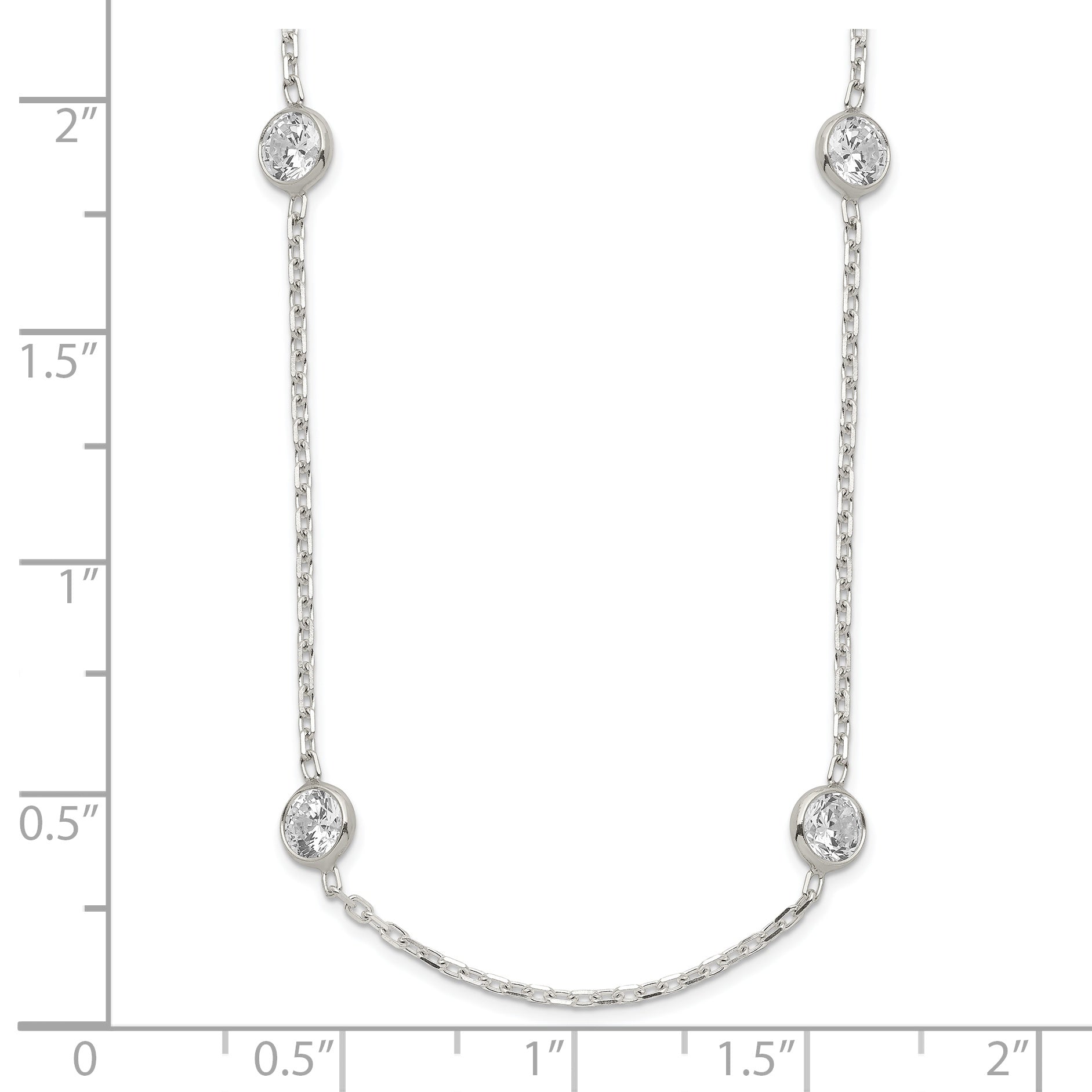 Sterling Silver 16 Inch w/2 in ext. 8-Station CZ Necklace