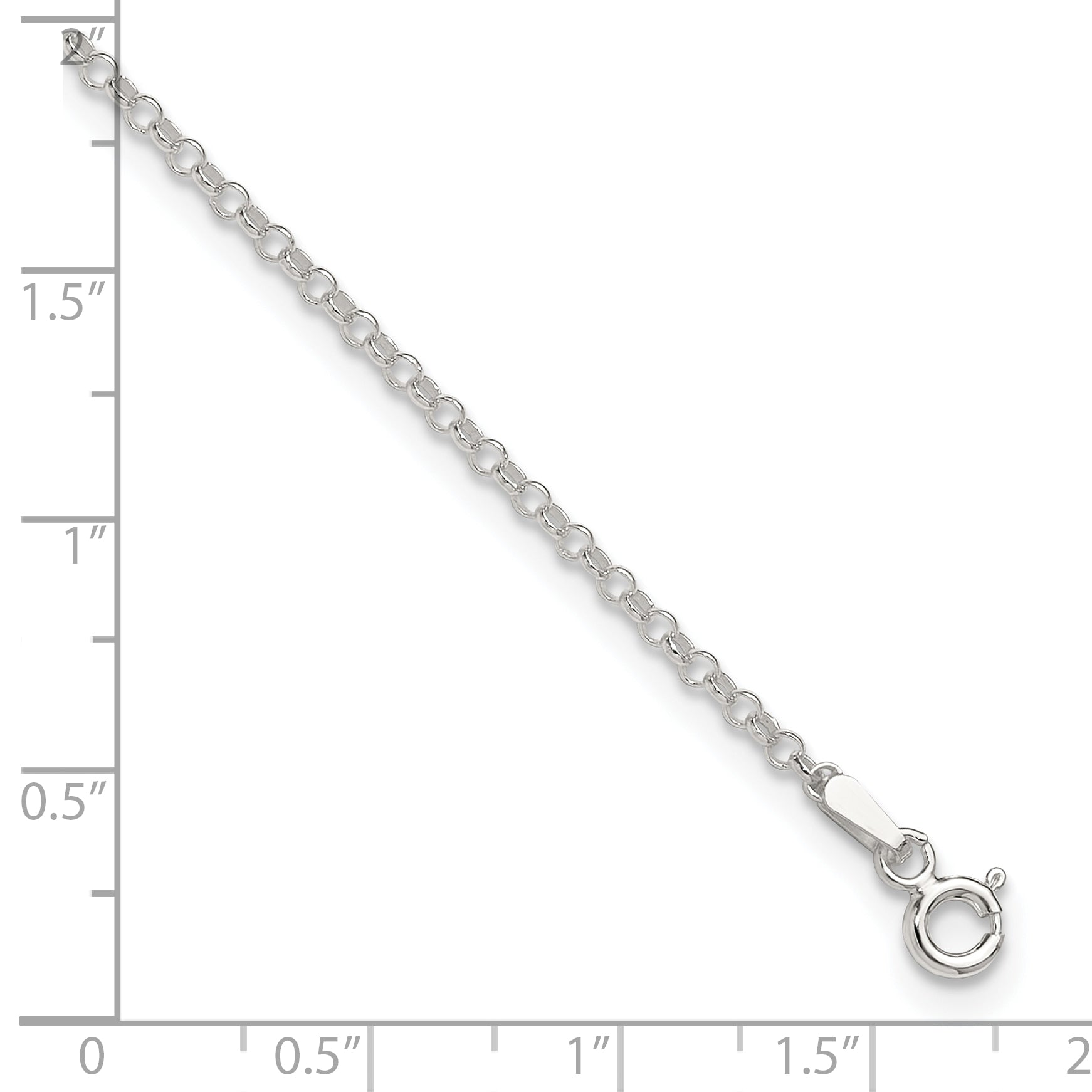 Sterling Silver 2mm Rolo 9in Plus 1in ext. Chain Anklet