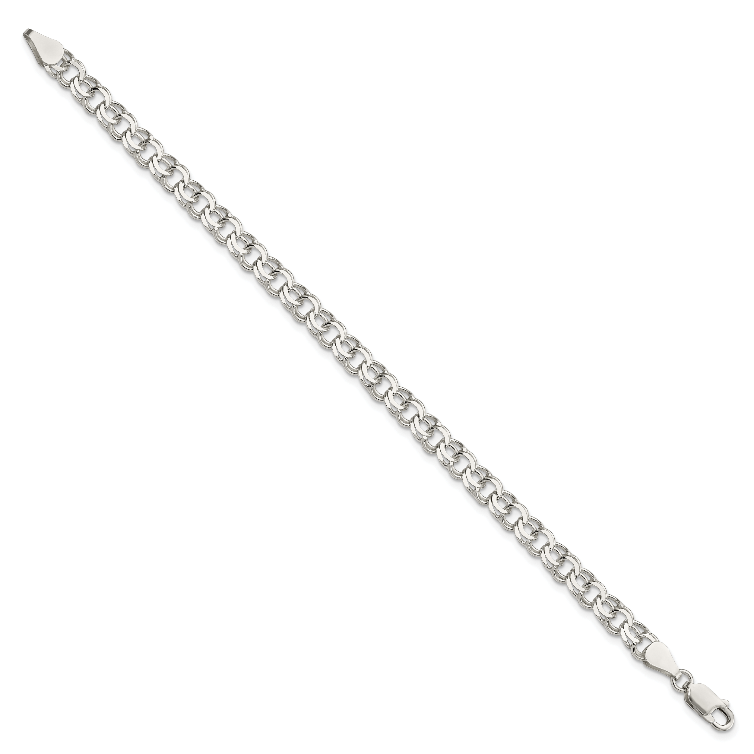 Sterling Silver 6mm Double Link Charm Bracelet