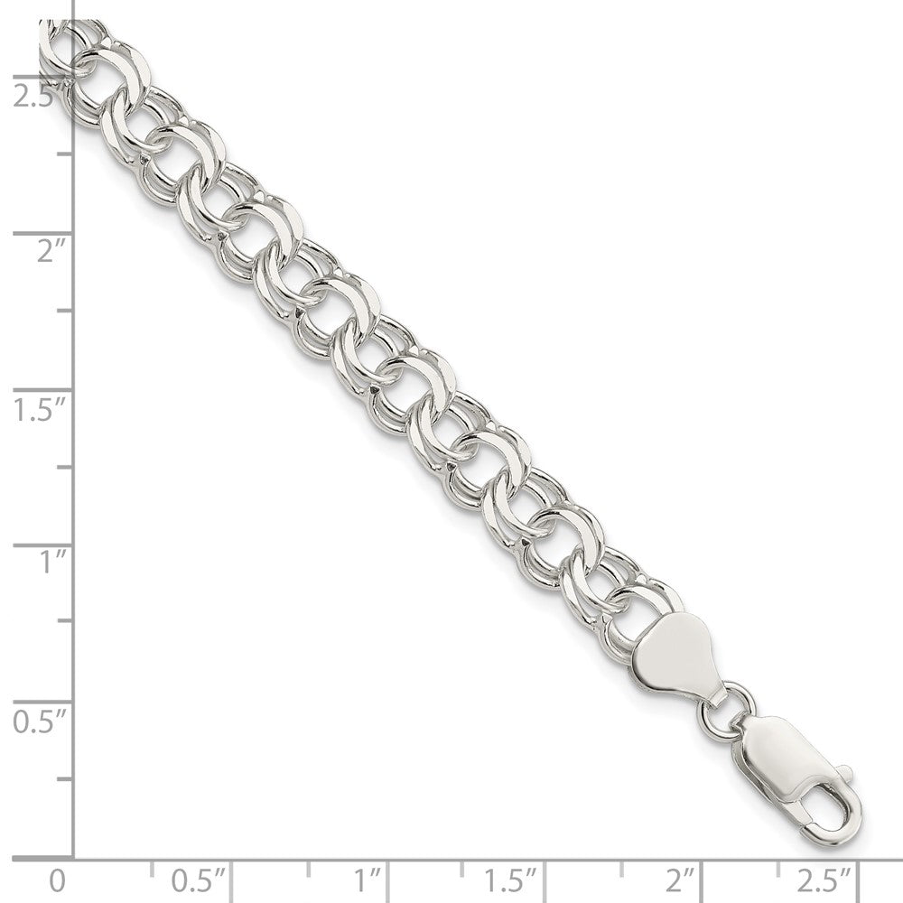 Sterling Silver 7.6mm Double Link Charm Bracelet