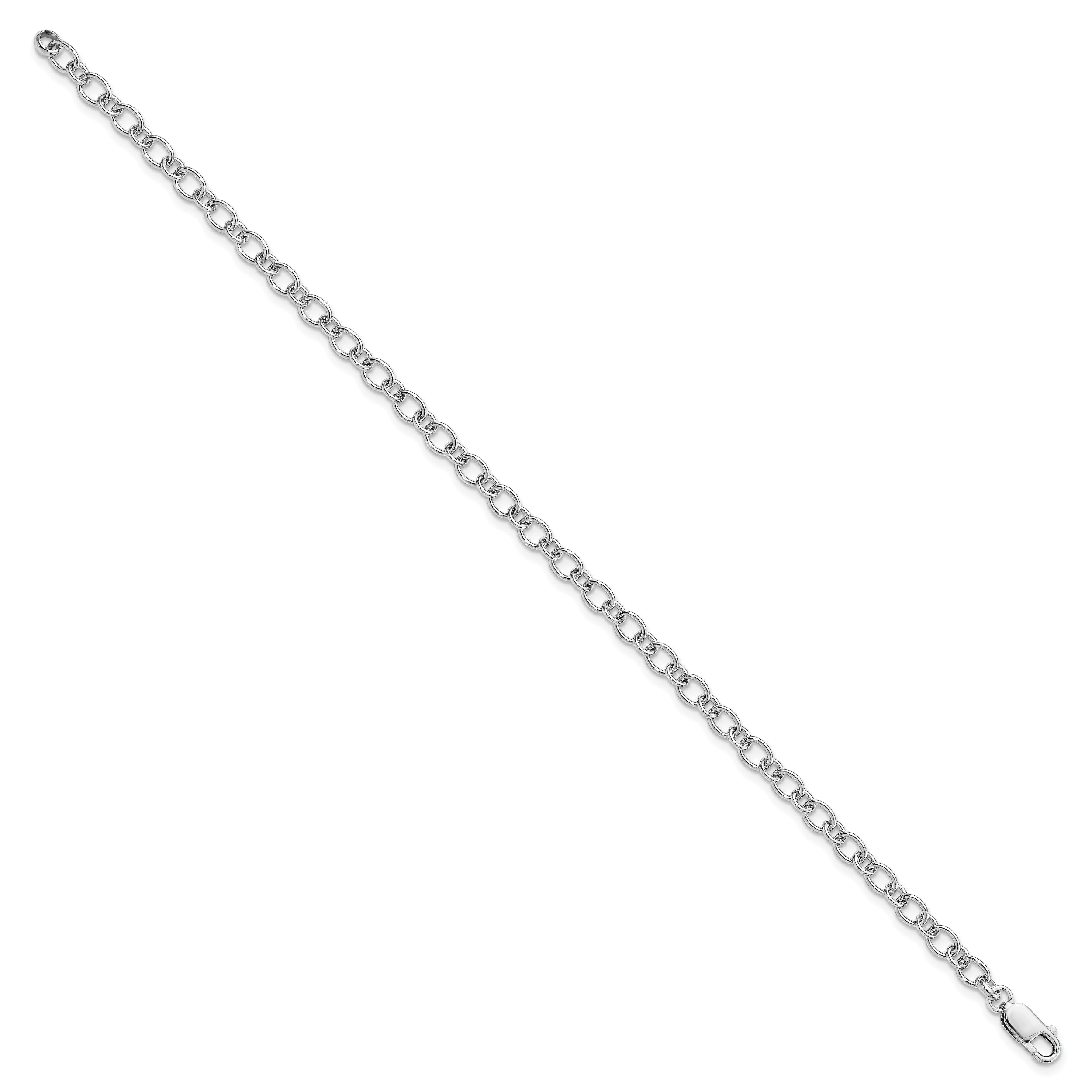 Amore La Vita Sterling Silver Rhodium-plated Polished 5mm 7.5 inch with Lobster Clasp Charm Bracelet