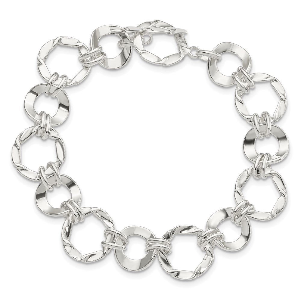 Sterling Silver Fancy Circle Link Bracelet