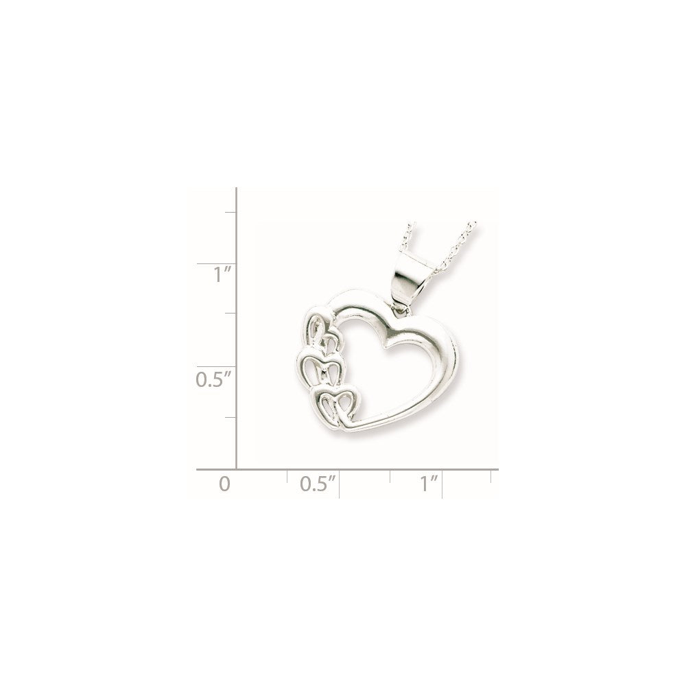 Sterling Silver Rhodium-plated Heart Necklace