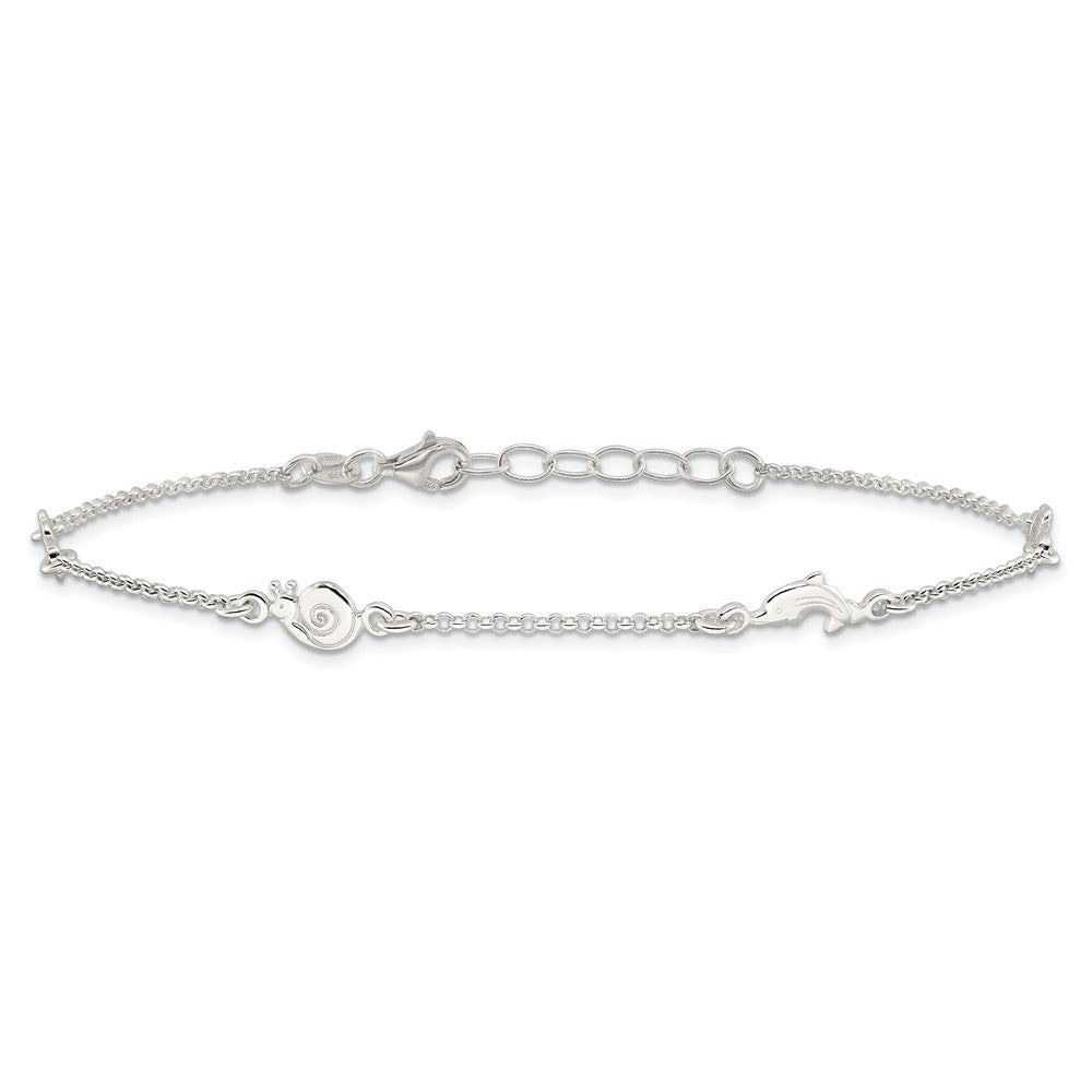 Sterling Silver Polished Animal 9in Plus 1in Ext. Anklet