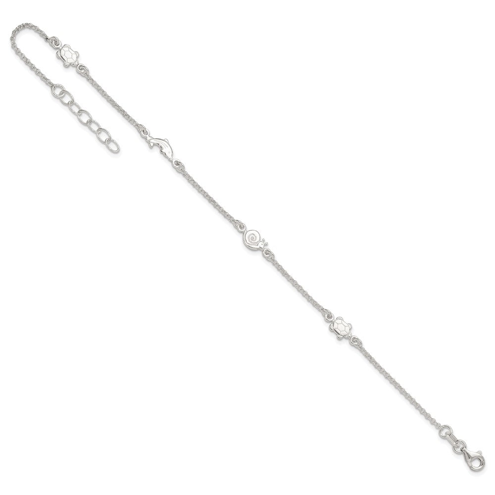 Sterling Silver Polished Animal 9in Plus 1in Ext. Anklet