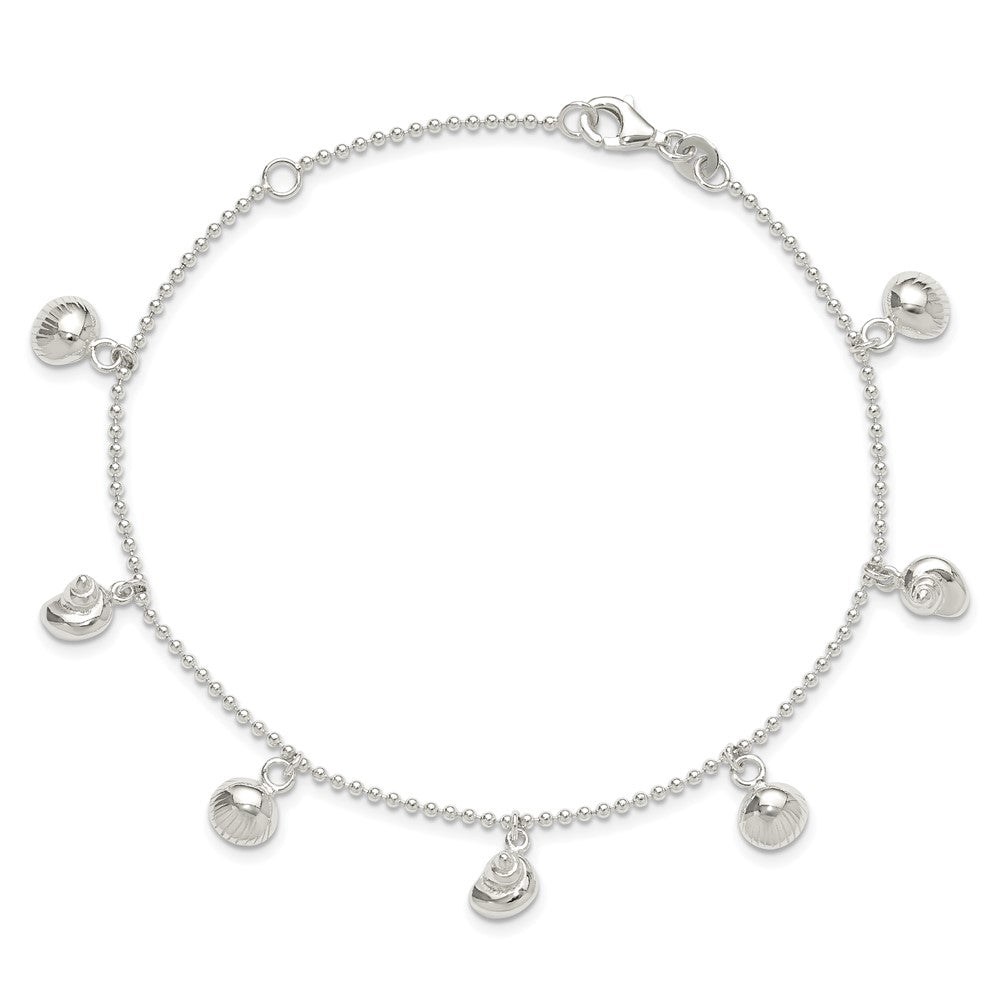 Sterling Silver Sea Shell 8in Plus 1in ext. Anklet