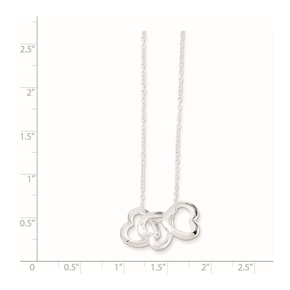 Sterling Silver Polished Fancy 3- Heart Necklace