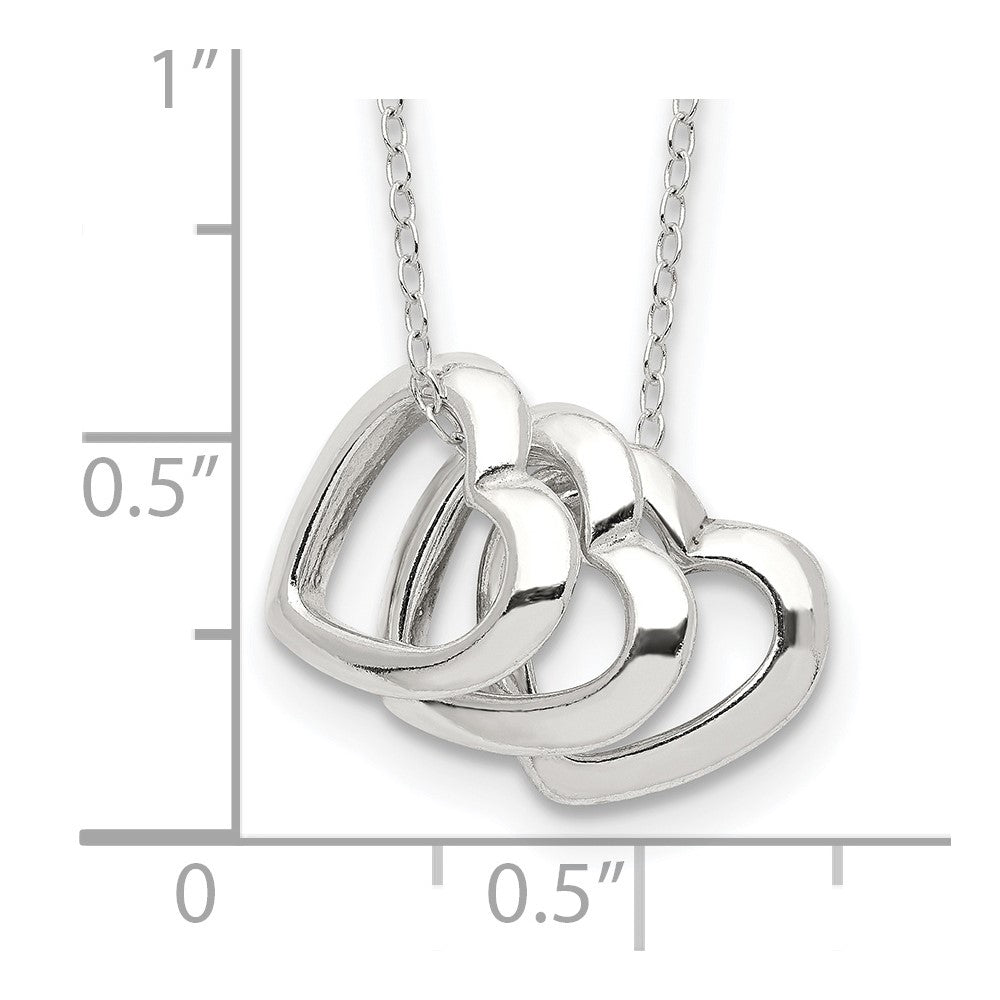 Sterling Silver Polished Fancy 3- Heart Necklace
