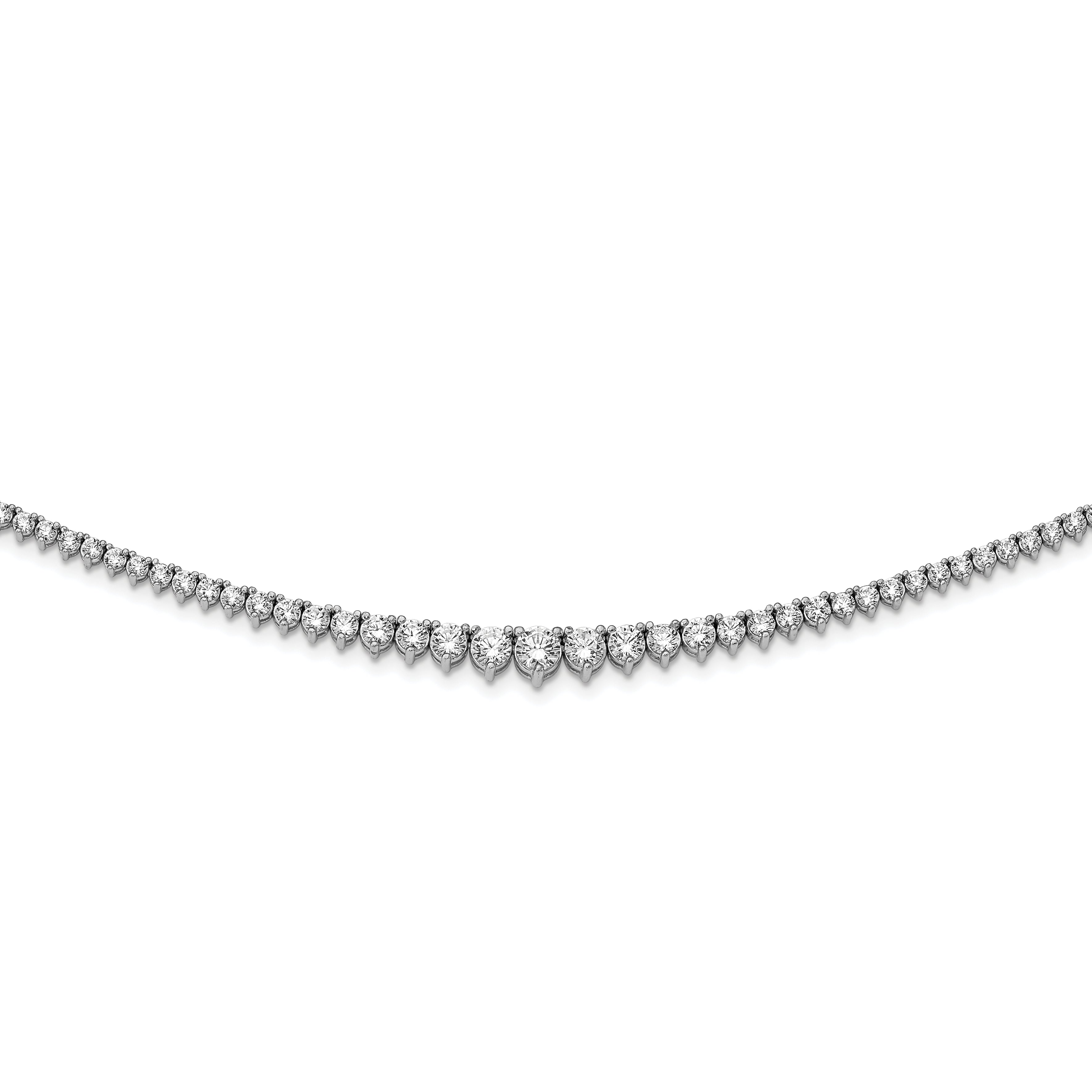 Sterling Shimmer Sterling Silver Rhodium-plated 17 inch 157 Stone Graduated CZ Necklace