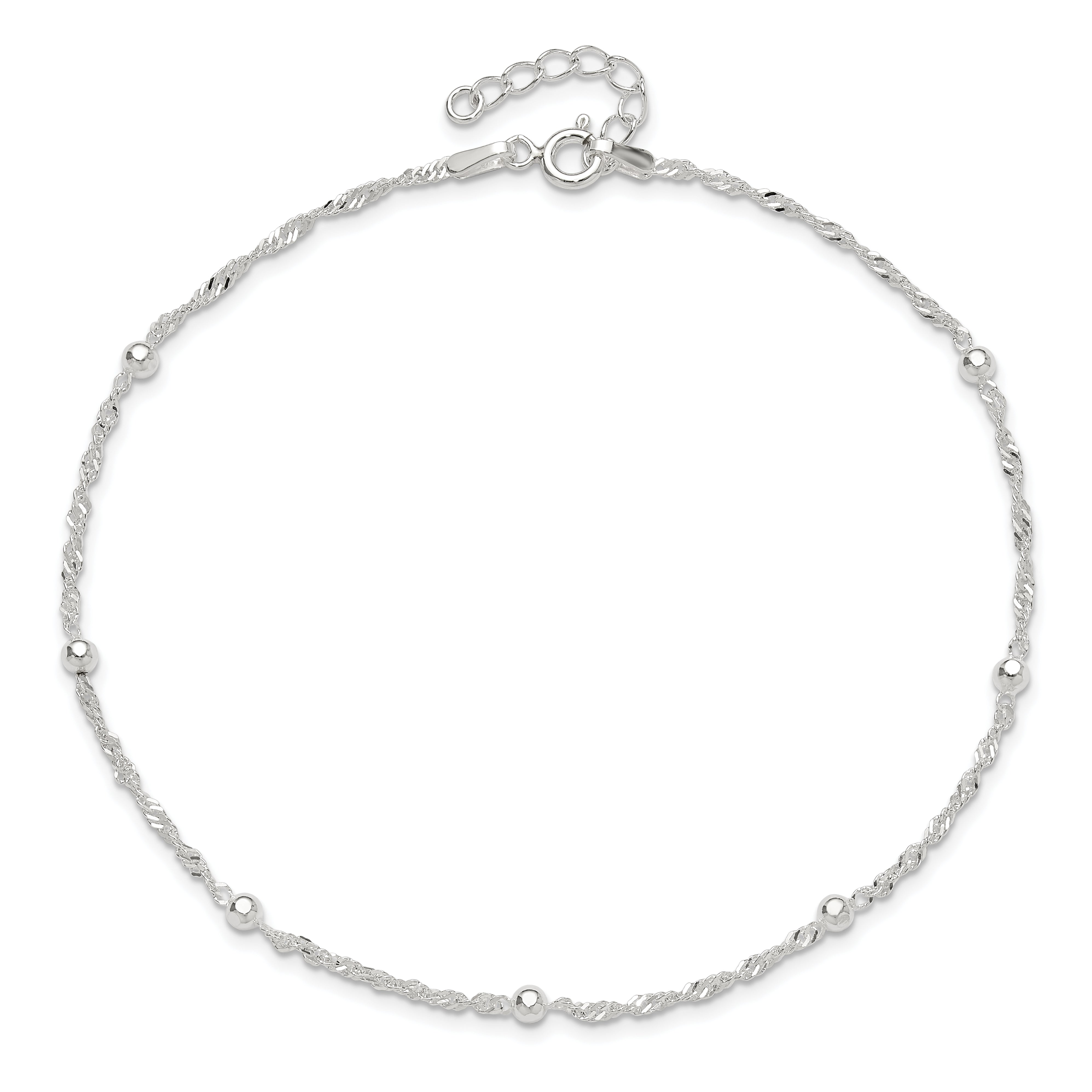 Sterling Silver 10in Plus 1in ext. Anklet