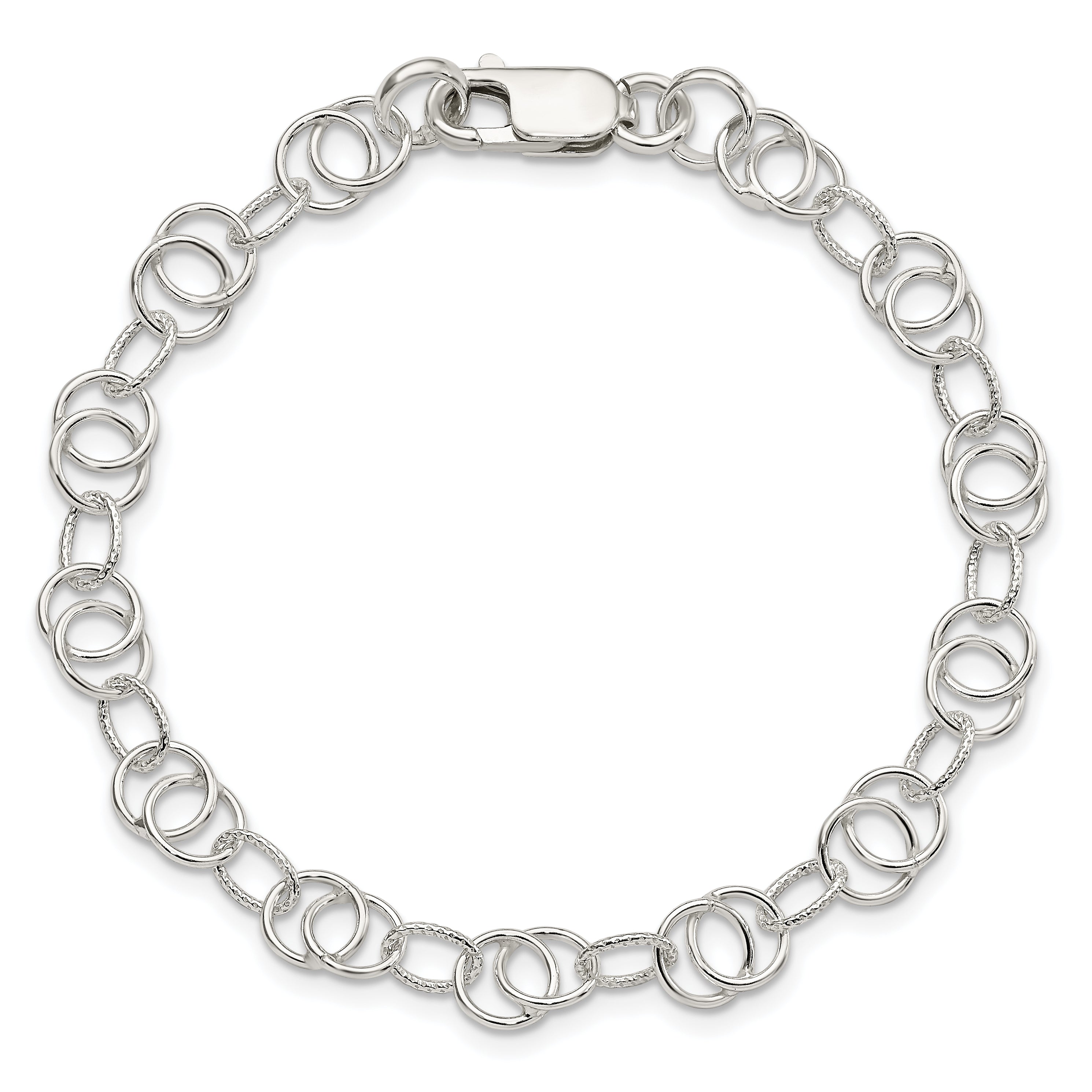 Sterling Silver Polished and Textured Fancy Bracelet