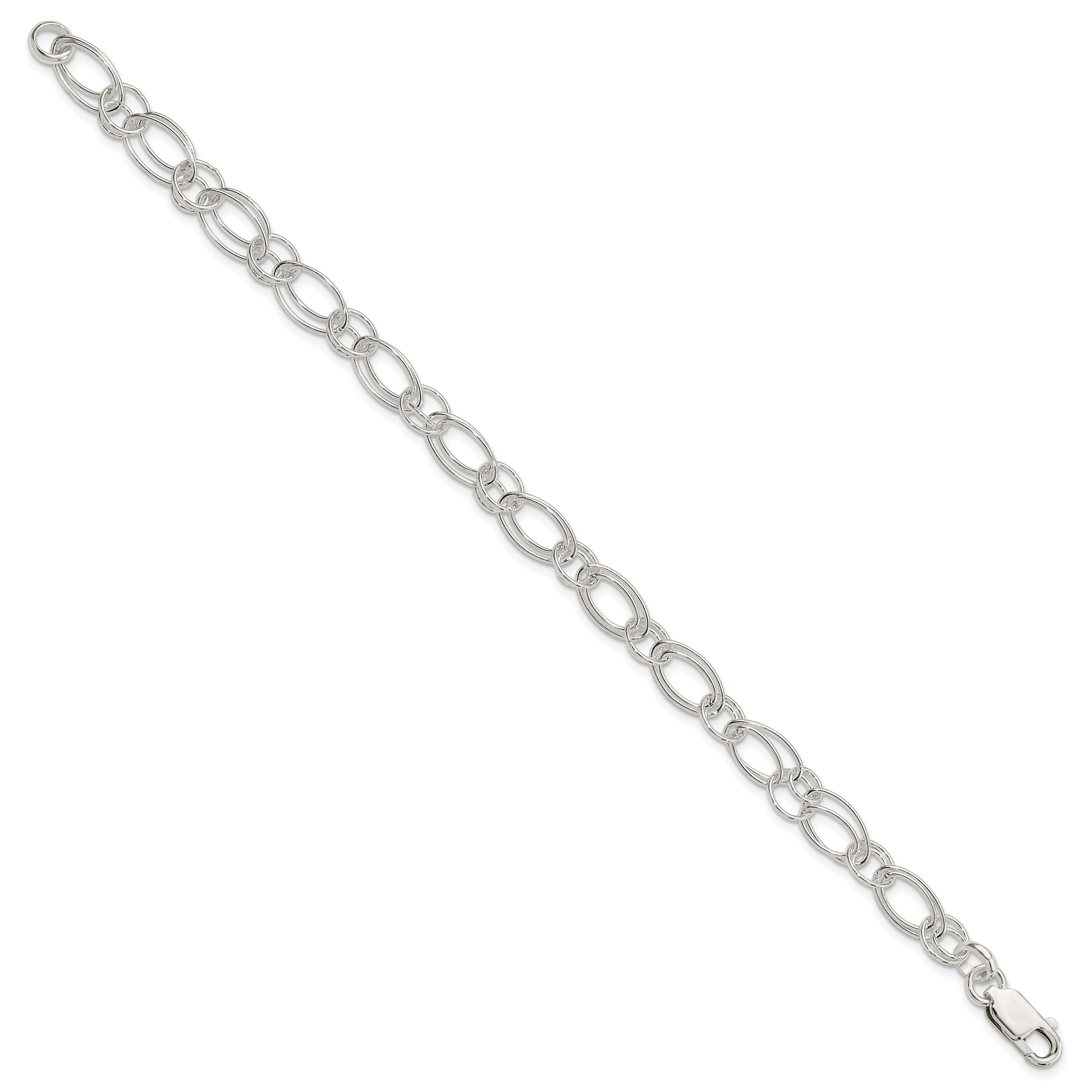 Sterling Silver Polished Oval Link Bracelet