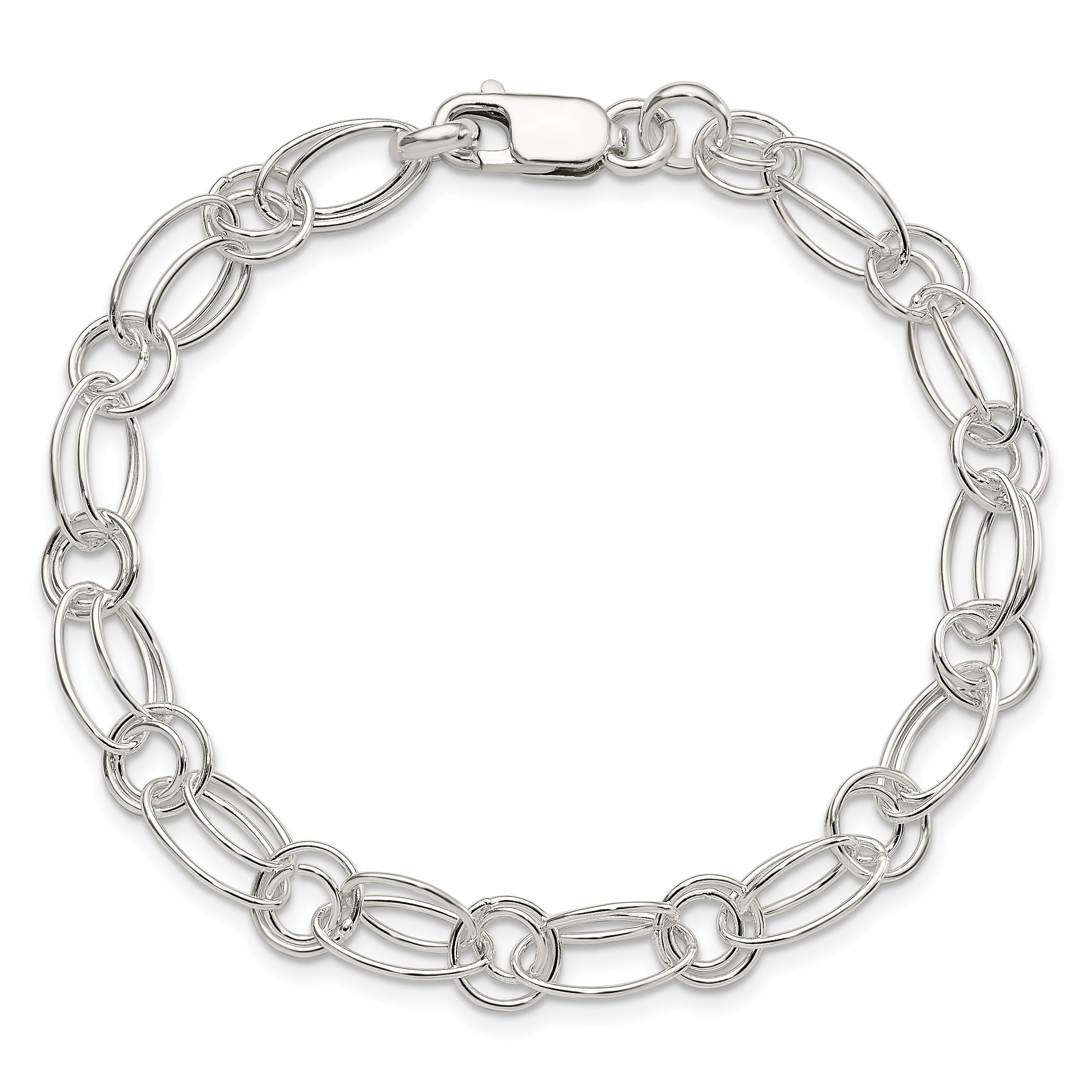 Sterling Silver Polished Oval Link Bracelet