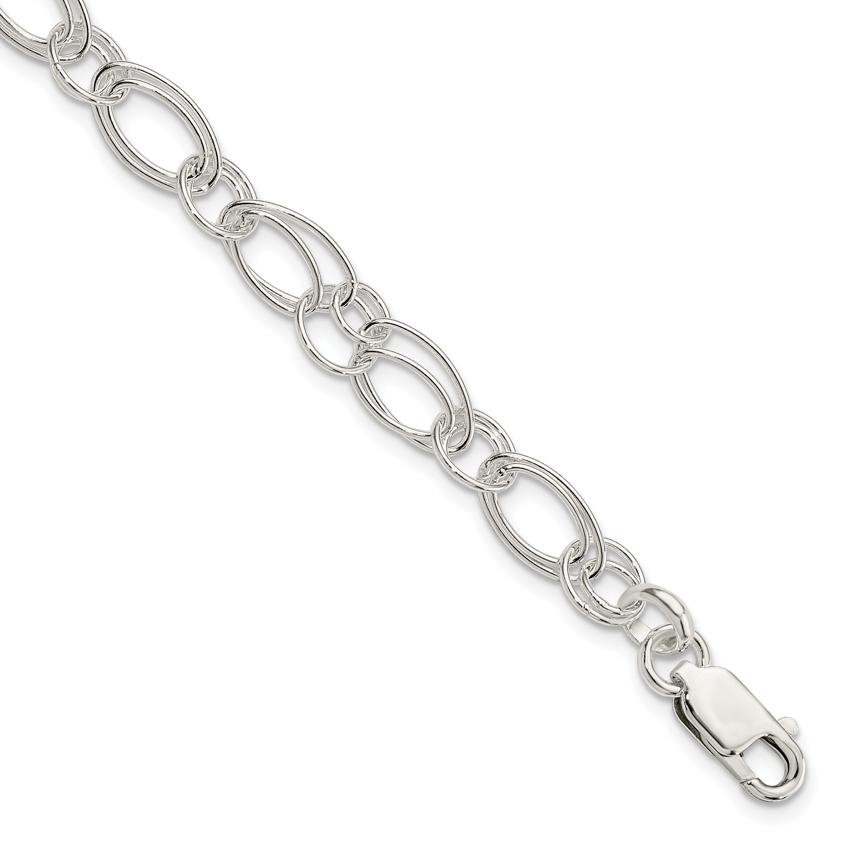 Sterling Silver Polished Oval Link Bracelet