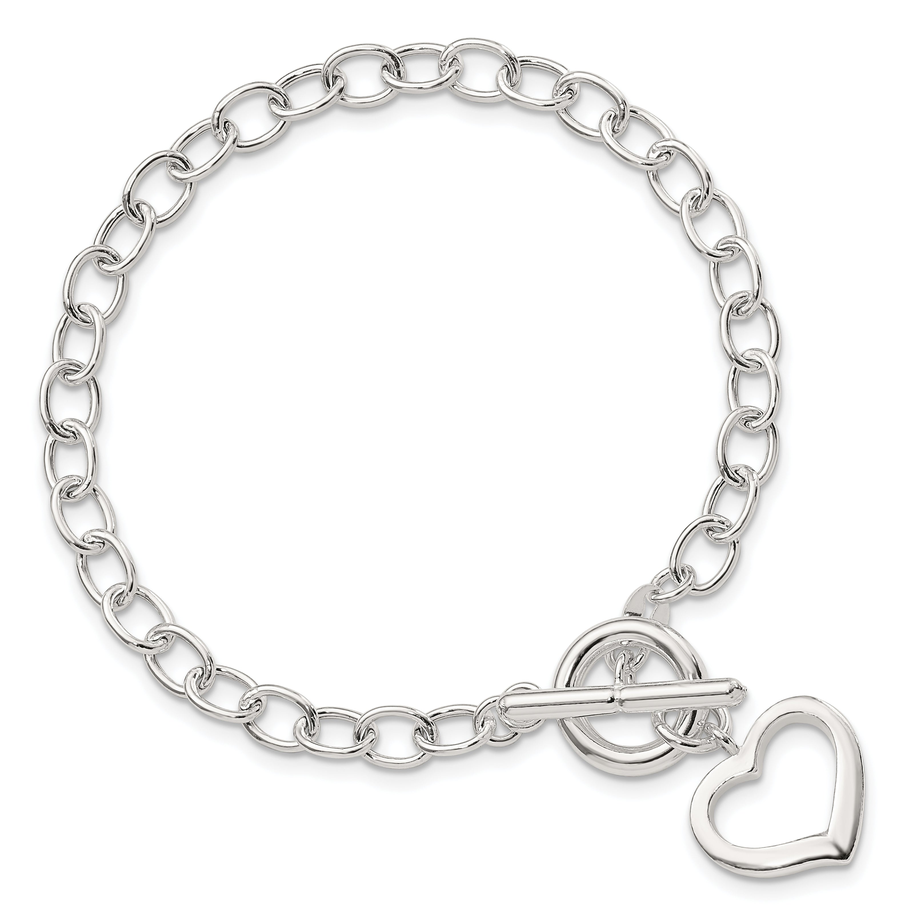 Sterling Silver Open Link Heart Bracelet