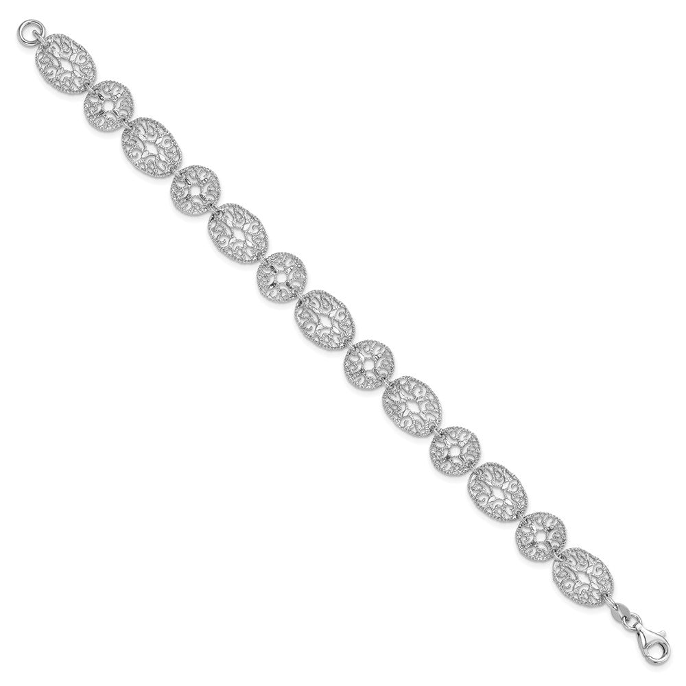 Sterling Silver Rhodium Polished Circles Bracelet