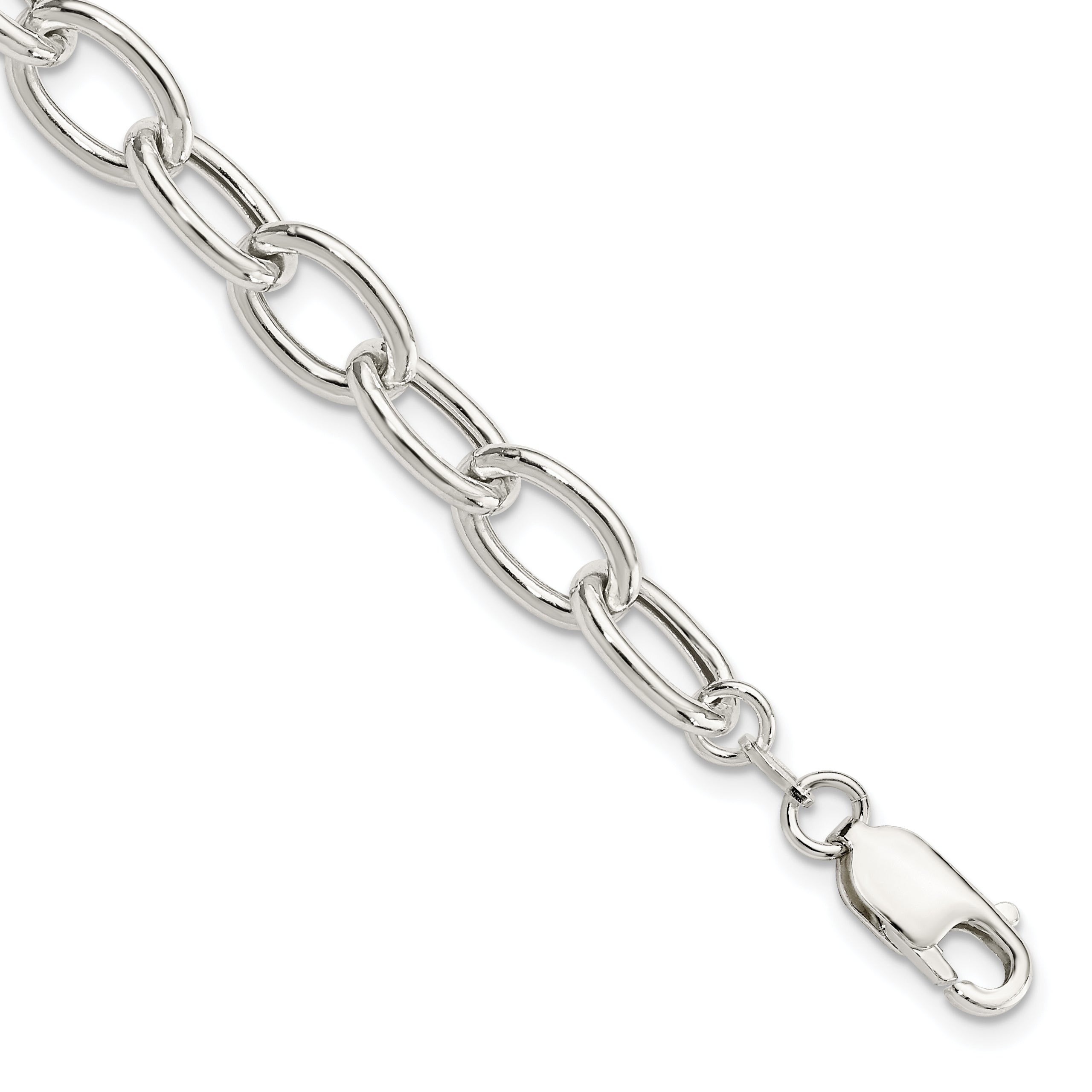 Sterling Silver Open Link Cable 8.50mm Bracelet