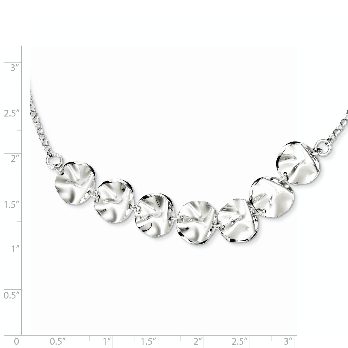 Sterling Silver Rhodium Plated Fancy w/ 2in ext. Necklace