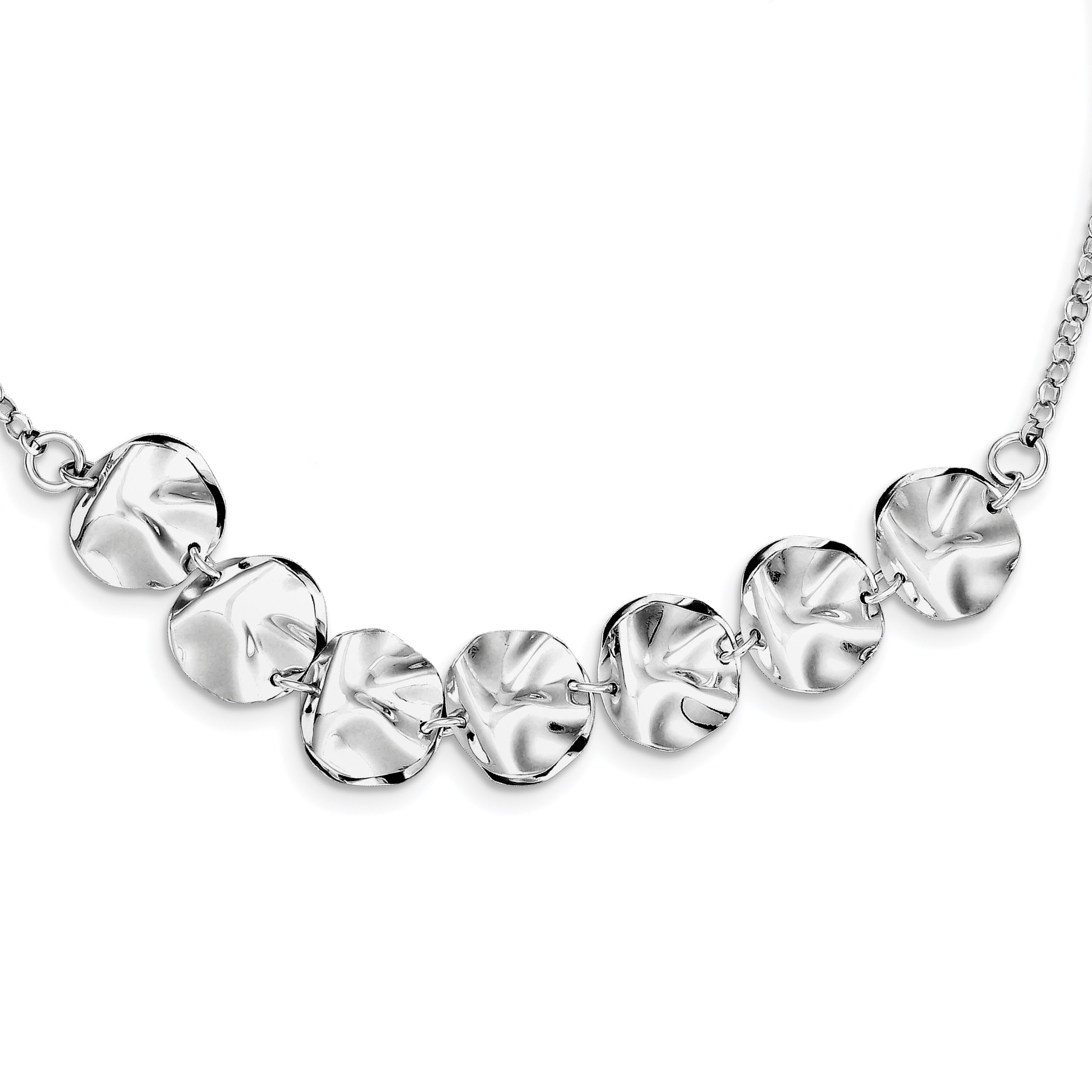 Sterling Silver Rhodium Plated Fancy w/ 2in ext. Necklace