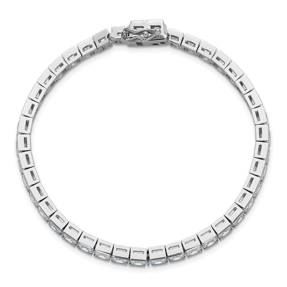 Sterling Shimmer Sterling Silver Rhodium-plated 7 inch 40 Stone CZ Bracelet