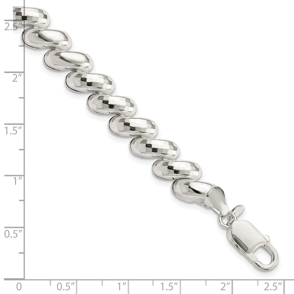 Sterling Silver Fancy Diamond-cut San Marco Bracelet