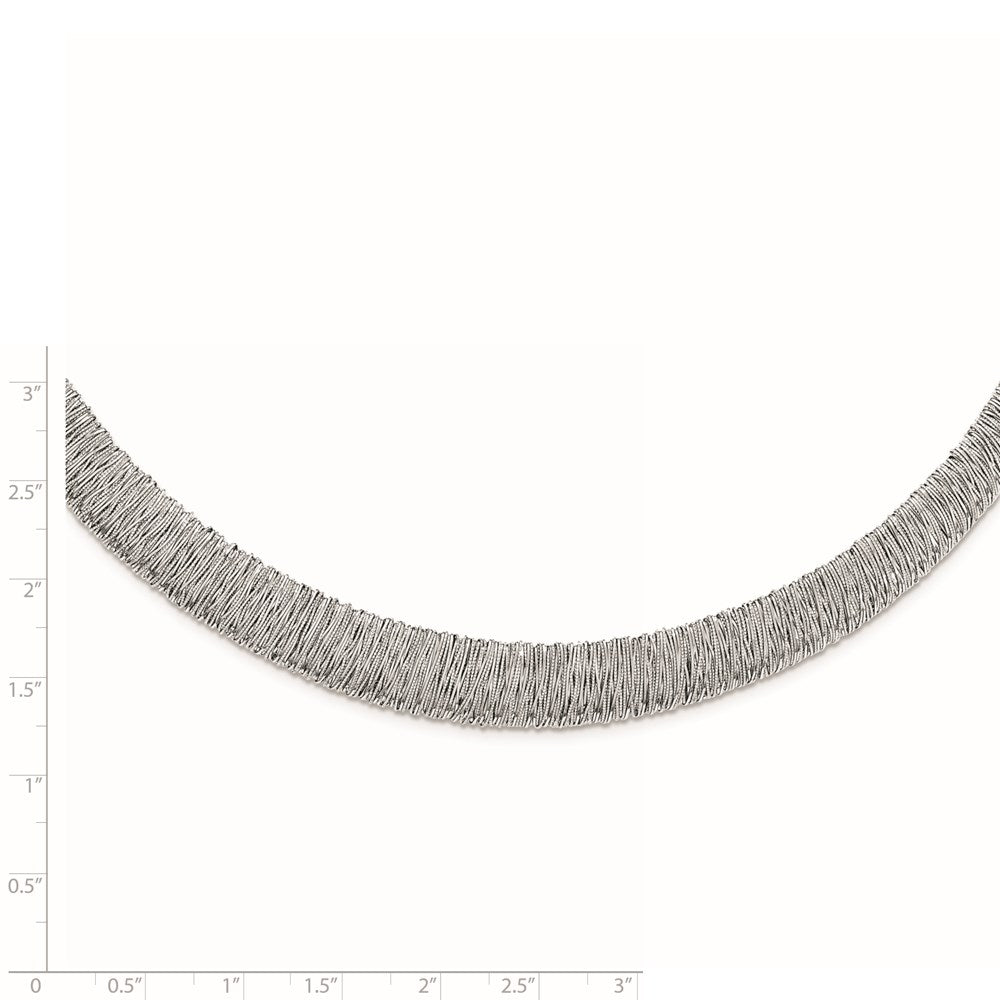 Sterling Silver Rhodium-plated Fancy Domed Necklace