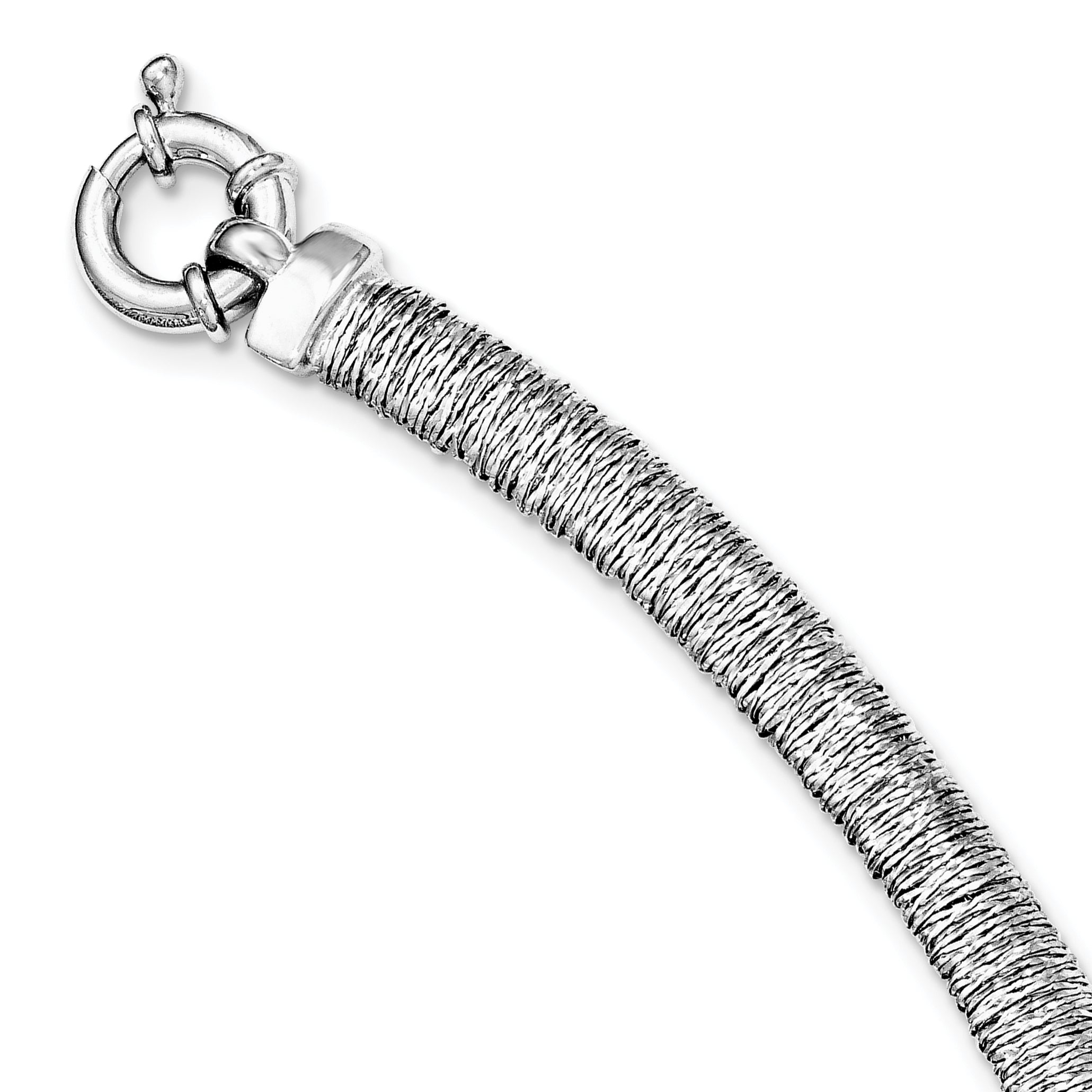 Sterling Silver Rhodium-plated Polished Fancy Domed Necklace