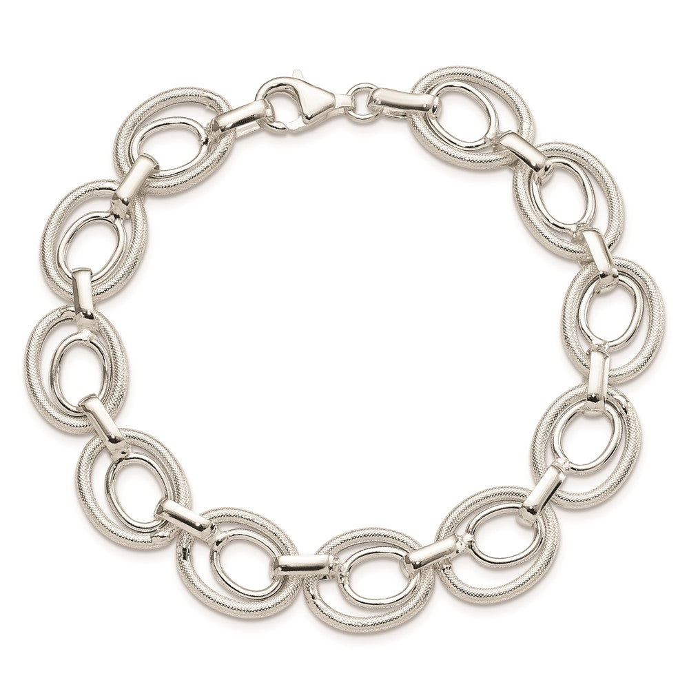 Sterling Silver Polished And Textured Link Bracelet
