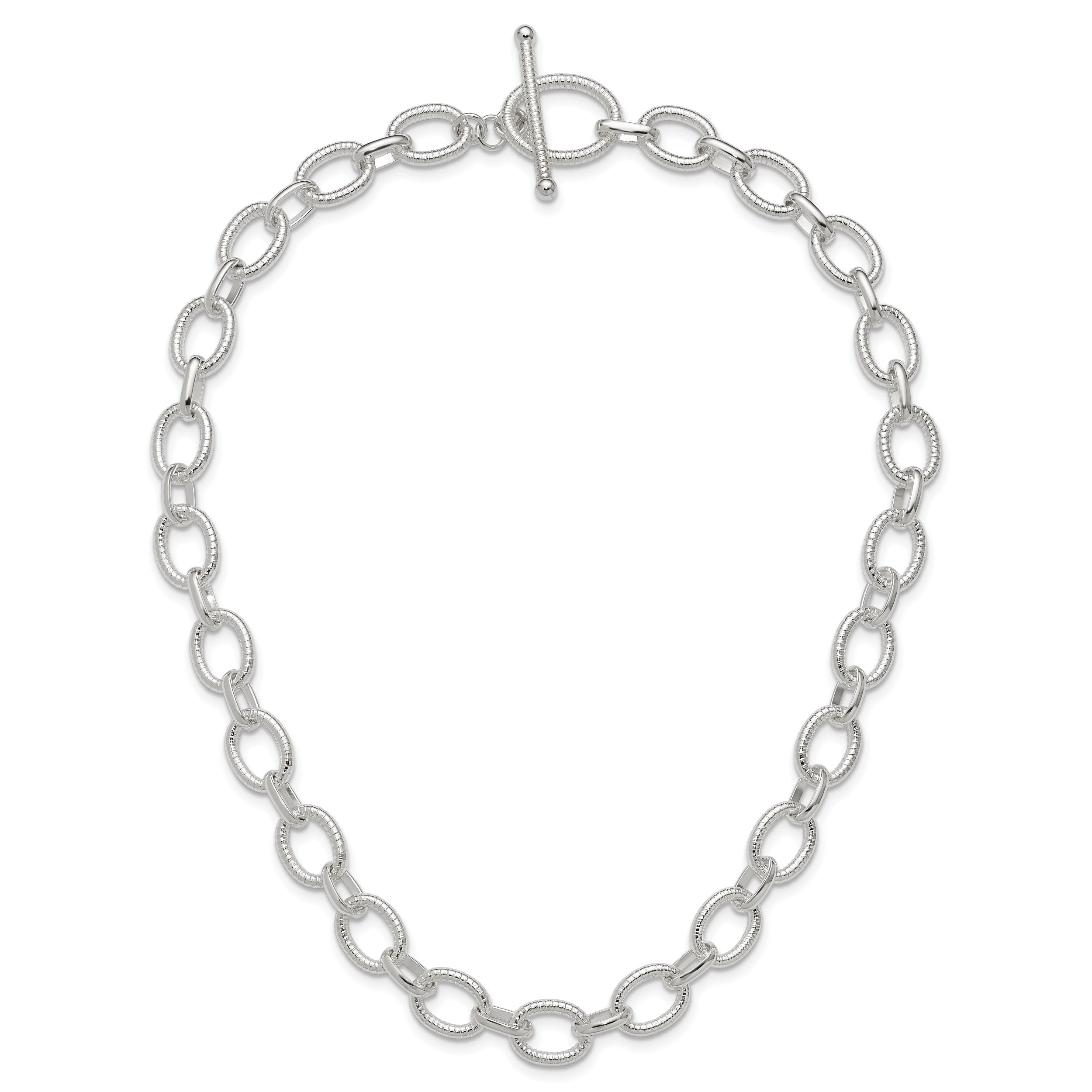 Sterling Silver Polished Fancy Link Necklace