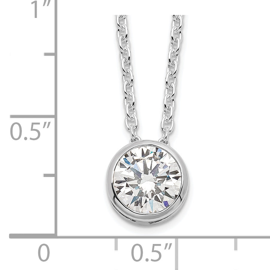 Sterling Silver Rhodium-plated 8mm Bezel CZ Necklace