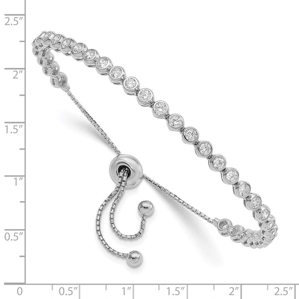 Sterling Shimmer Sterling Silver Rhodium-plated 33 Stone CZ Adjustable Bracelet