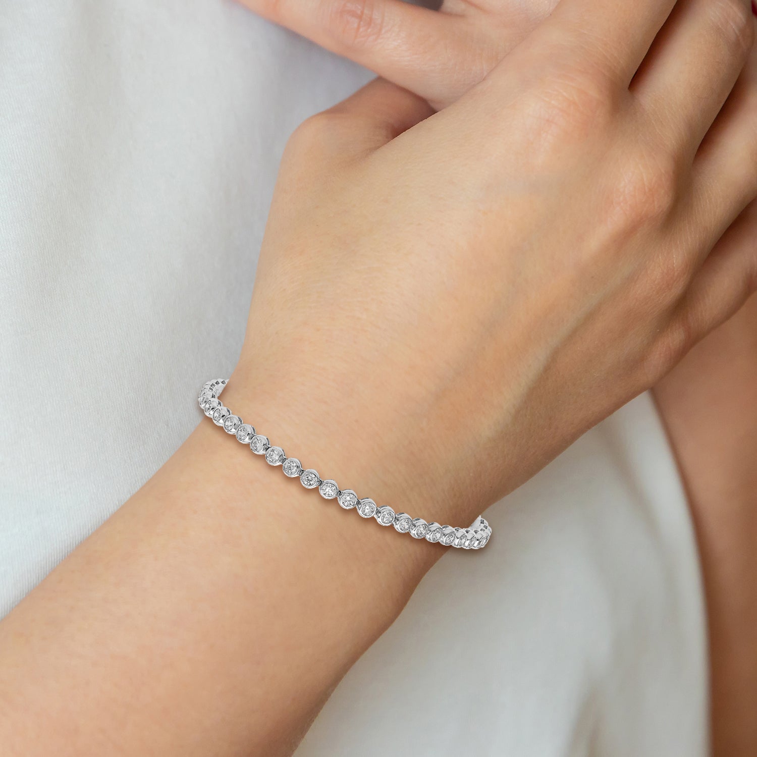 Sterling Shimmer Sterling Silver Rhodium-plated 34 Stone CZ Adjustable 5 inch up to 9 inch Bracelet