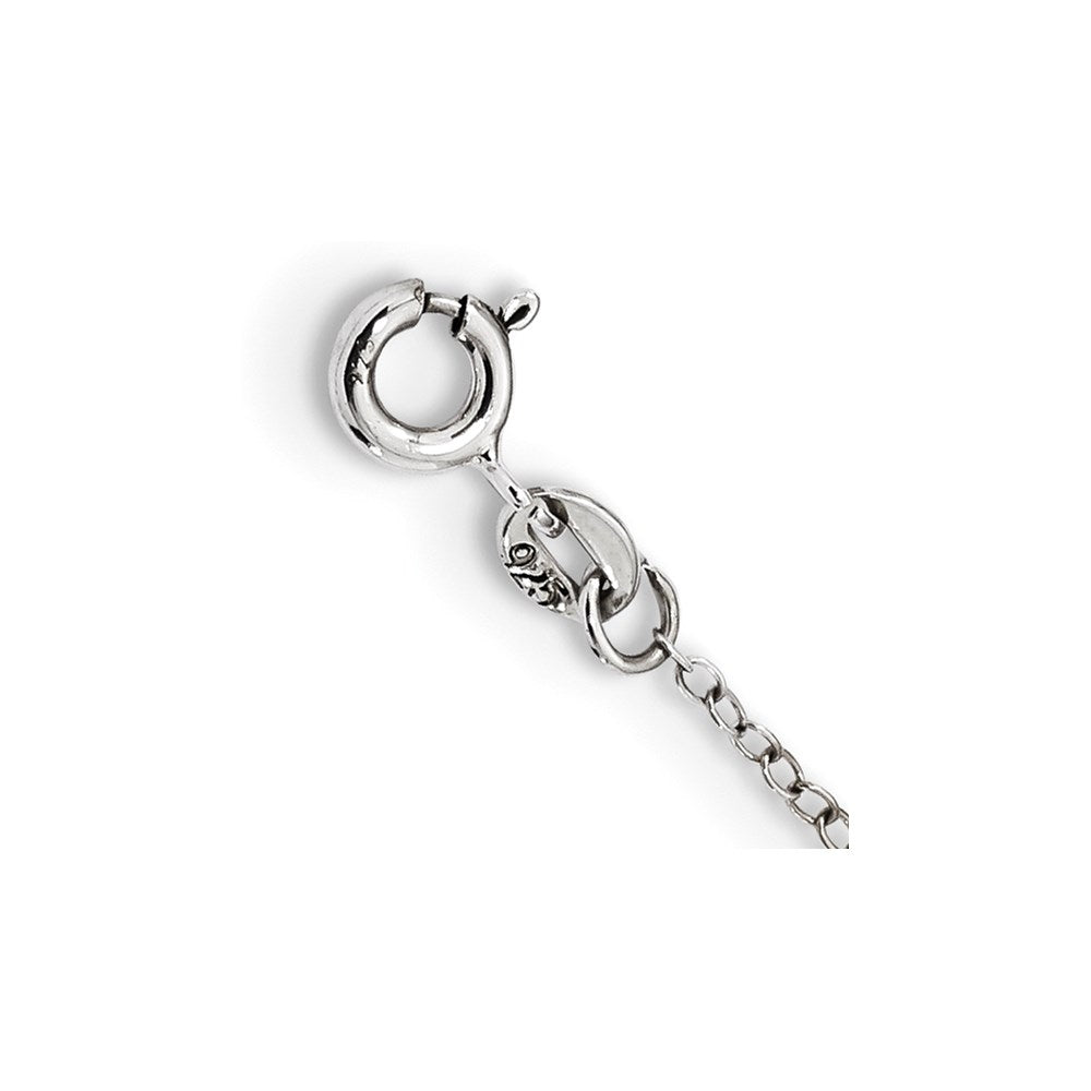 Sterling Silver Rhodium & Rose-tone w/ Black Onyx & CZ Cube Necklace