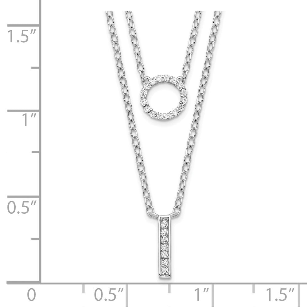 Sterling Silver Rhodium-plated CZ  2-Strand Necklace