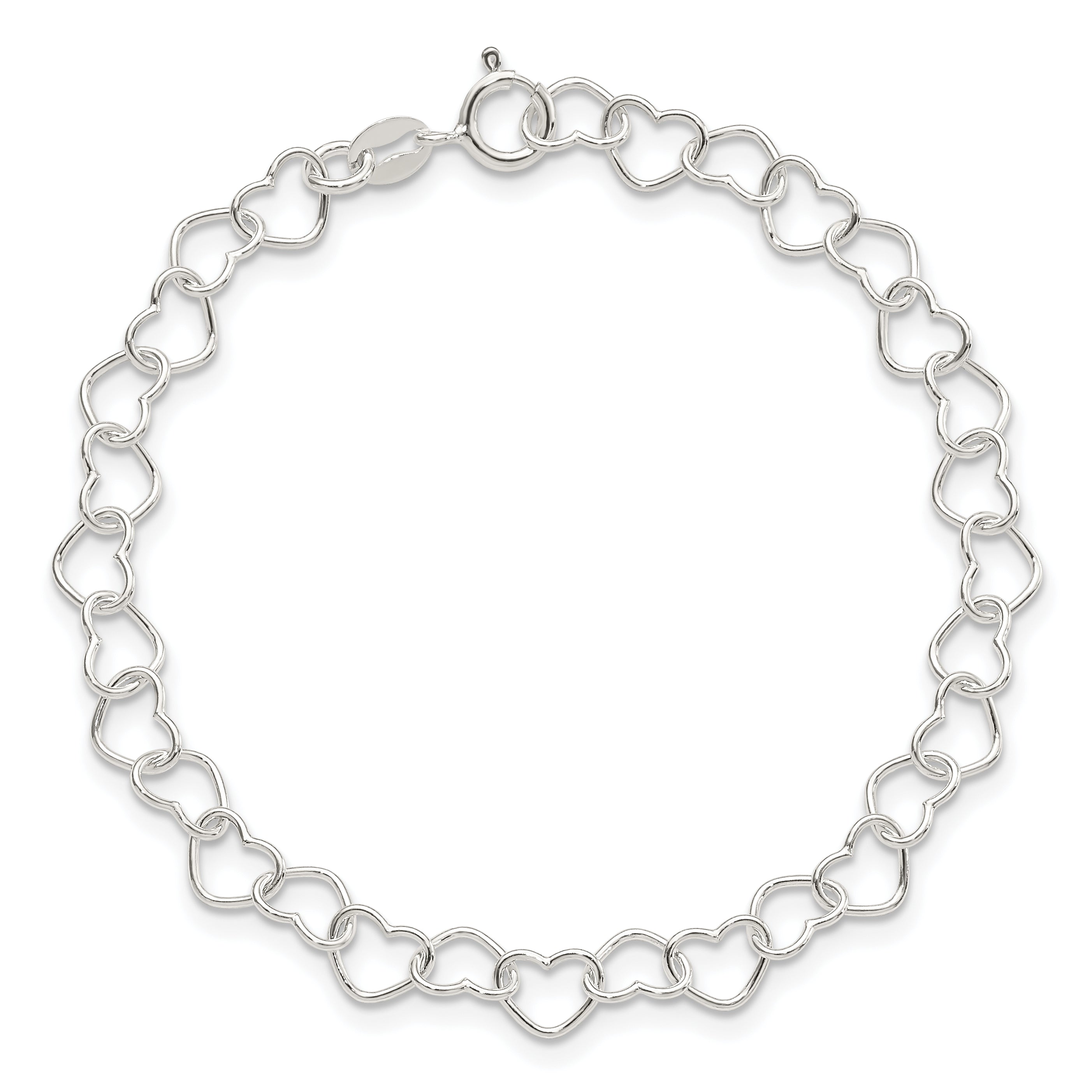 Sterling Silver 6inch Polished Fancy Heart Link Bracelet