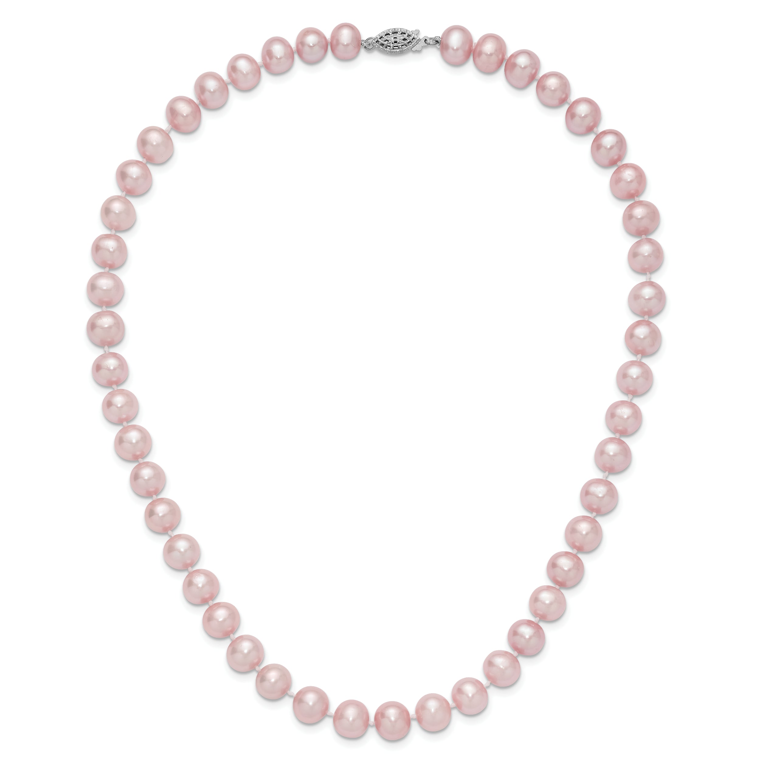 Sterling Silver Rhodium-plated 9-10mm Purple Near-Round Freshwater Cultured Pearl 16 inch Necklace