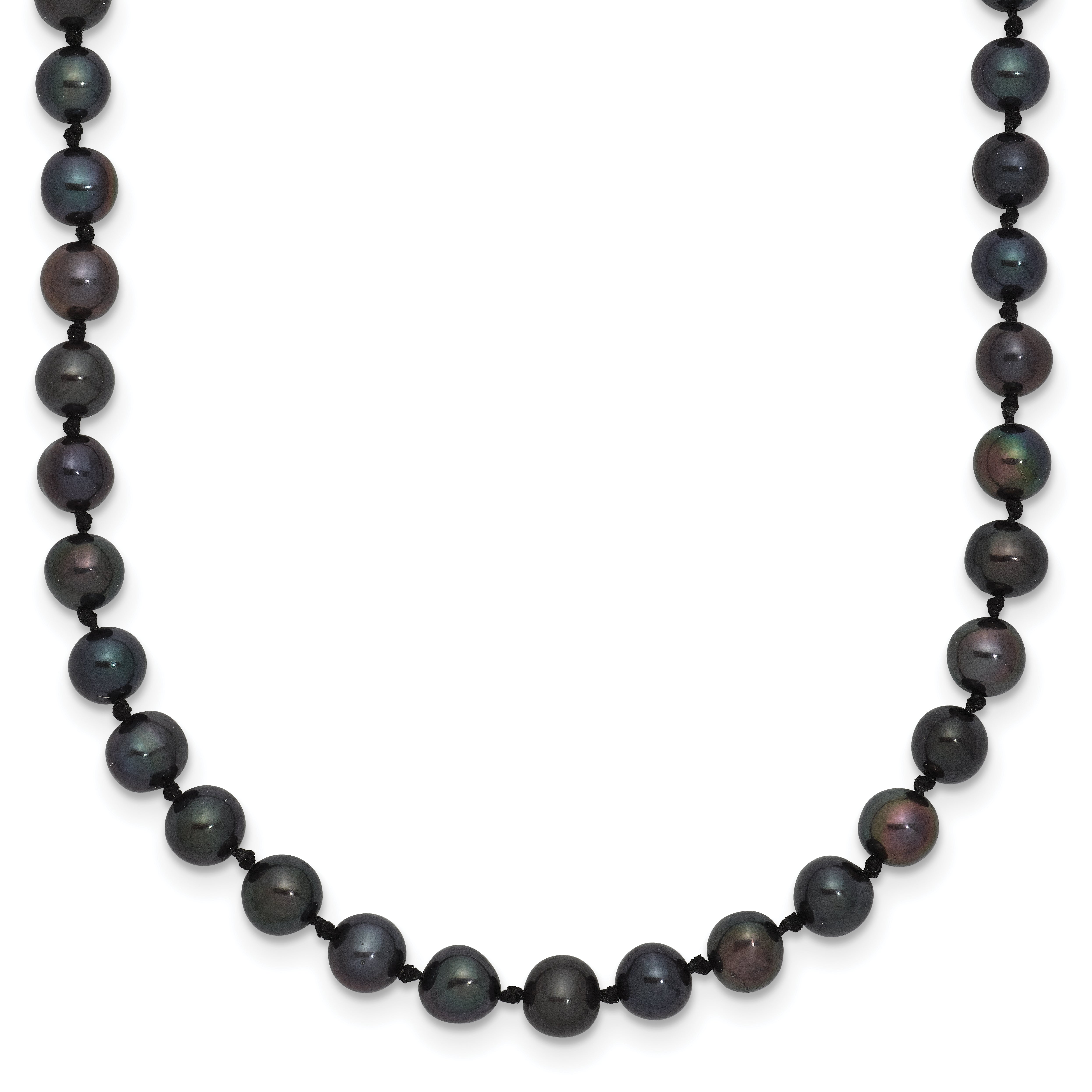 Sterling Silver Rhodium-plated 4-5mm Black Near-Round Freshwater Cultured Pearl 7.25 inch Bracelet