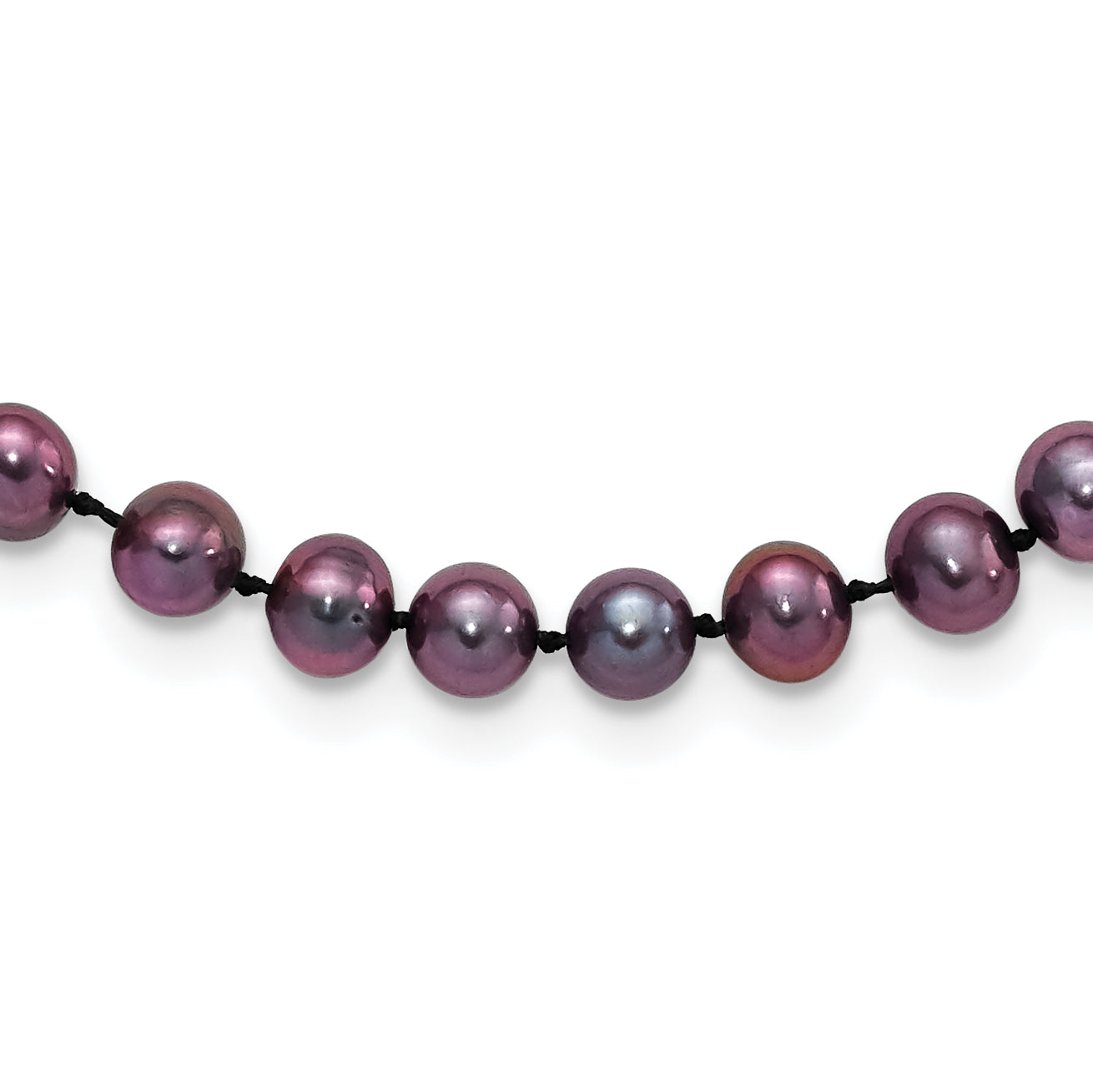 Sterling Silver Rhodium-plated 5-6mm Black Near-Round Freshwater Cultured Pearl 7.25 inch Bracelet
