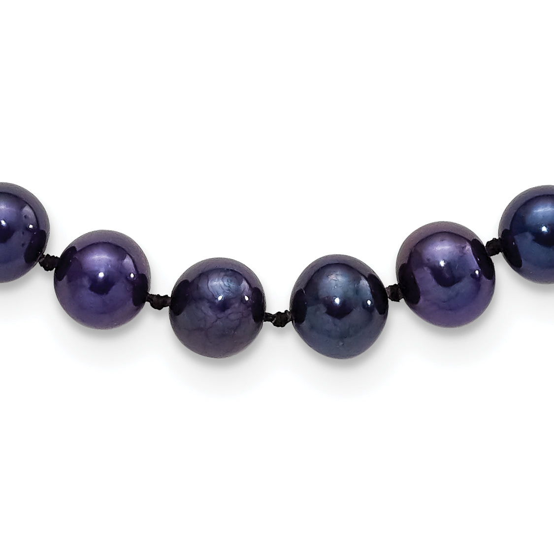Sterling Silver Rhodium-plated 6-7mm Black Near-Round Freshwater Cultured Pearl 7.25 inch Bracelet