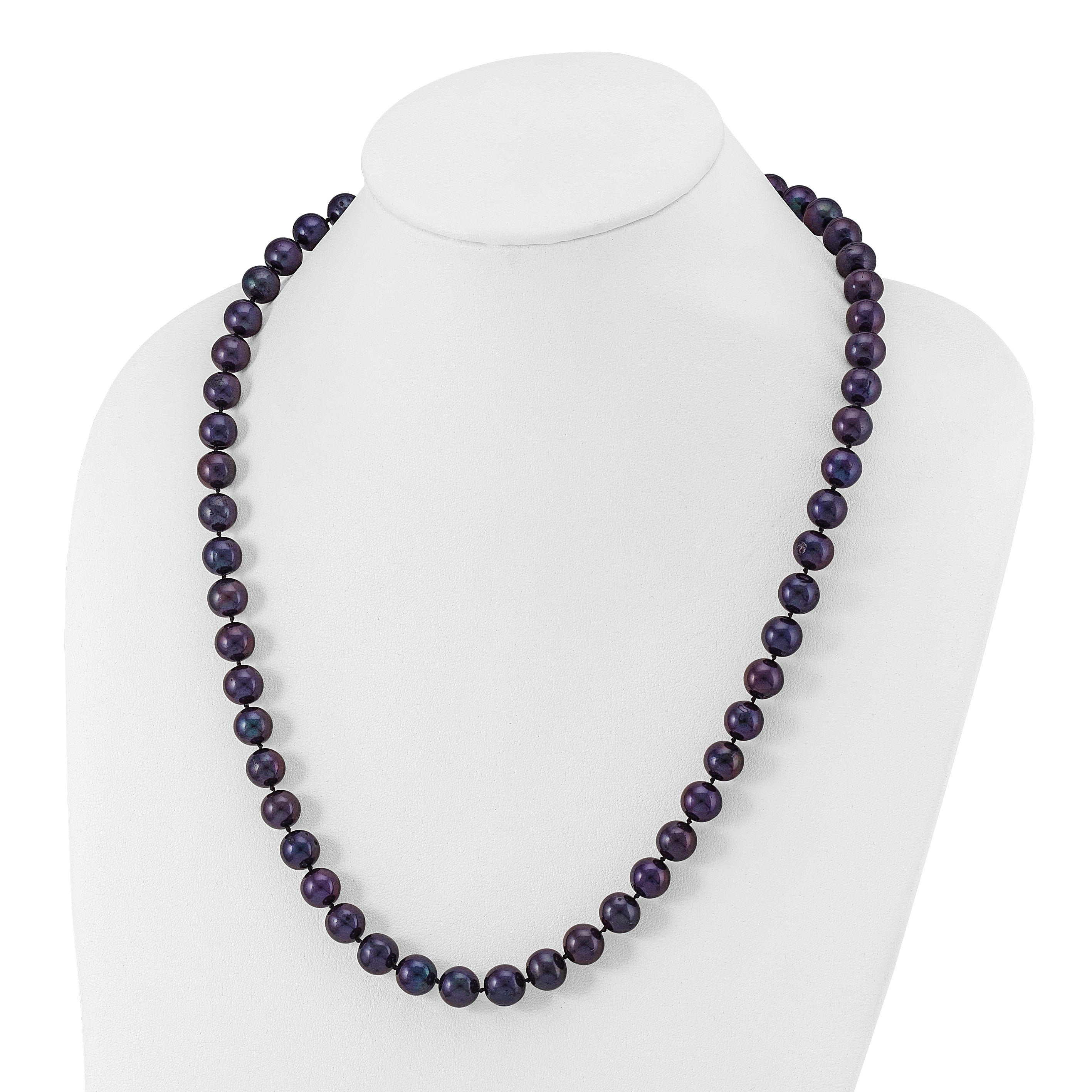 Sterling Silver Rhodium-plated 10-11mm Black Near-Round Freshwater Cultured Pearl 7.25 inch Bracelet