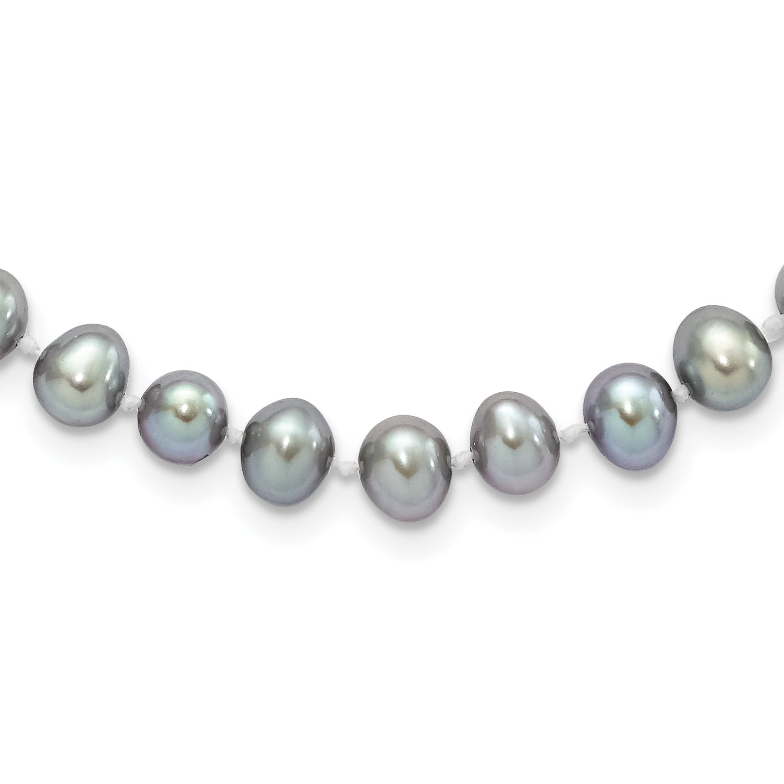 Sterling Silver Rhodium-plated 6-7mm Grey Near-Round Freshwater Cultured Pearl 7.25 inch Bracelet