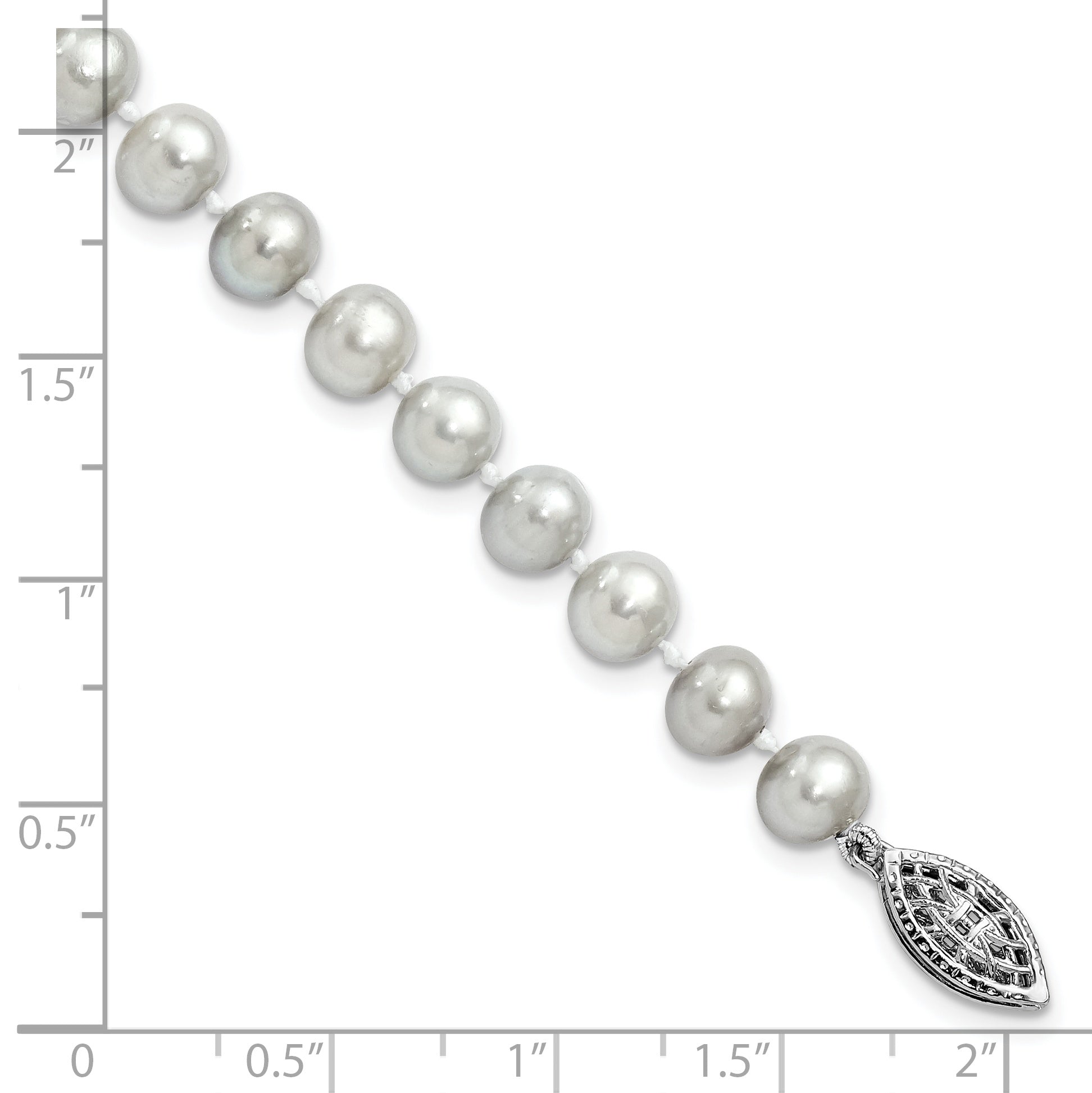 Sterling Silver Rhodium-plated 6-7mm Grey Near-Round Freshwater Cultured Pearl 7.25 inch Bracelet