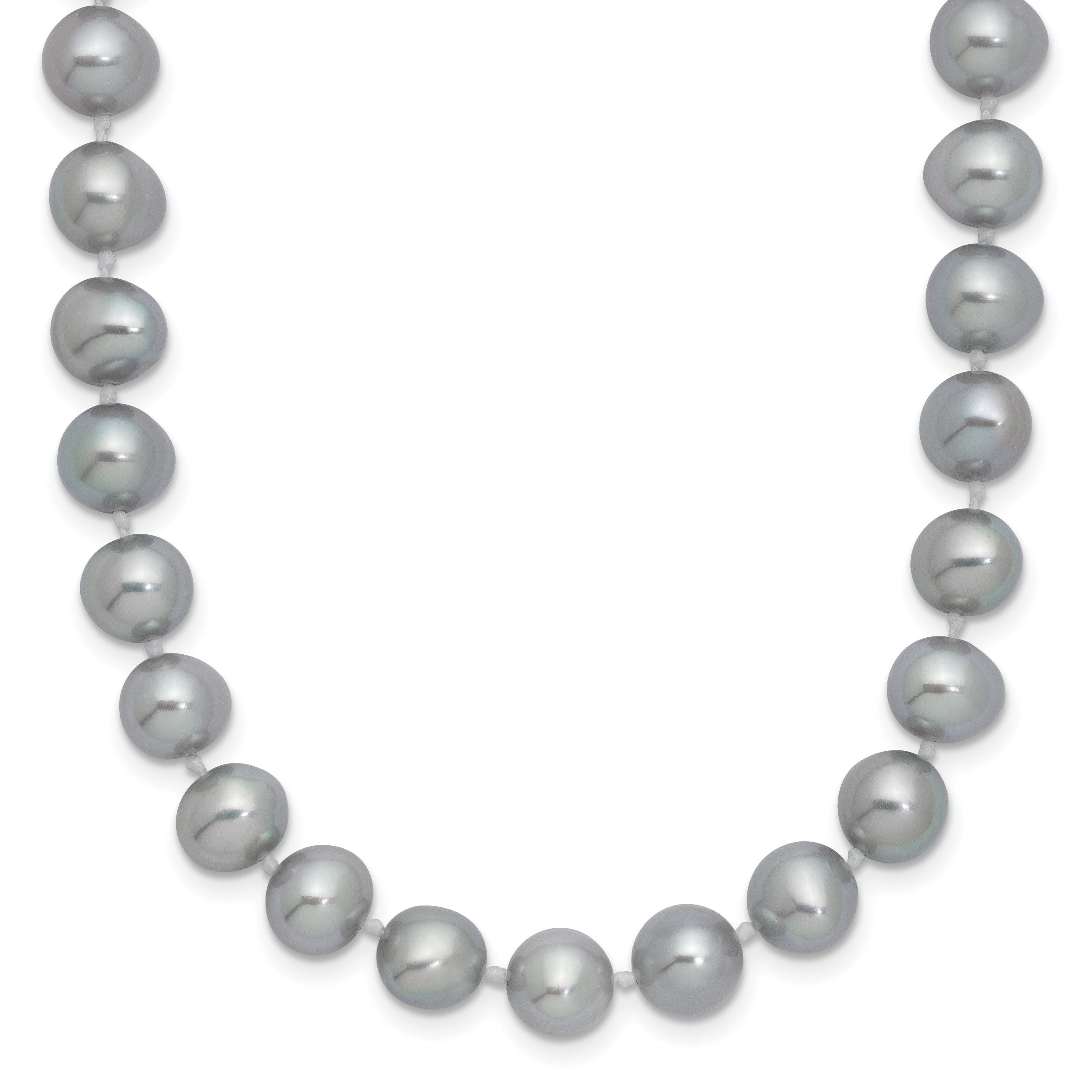 Sterling Silver Rhodium-plated 7-8mm Grey Near-Round Freshwater Cultured Pearl 7.25 inch Bracelet