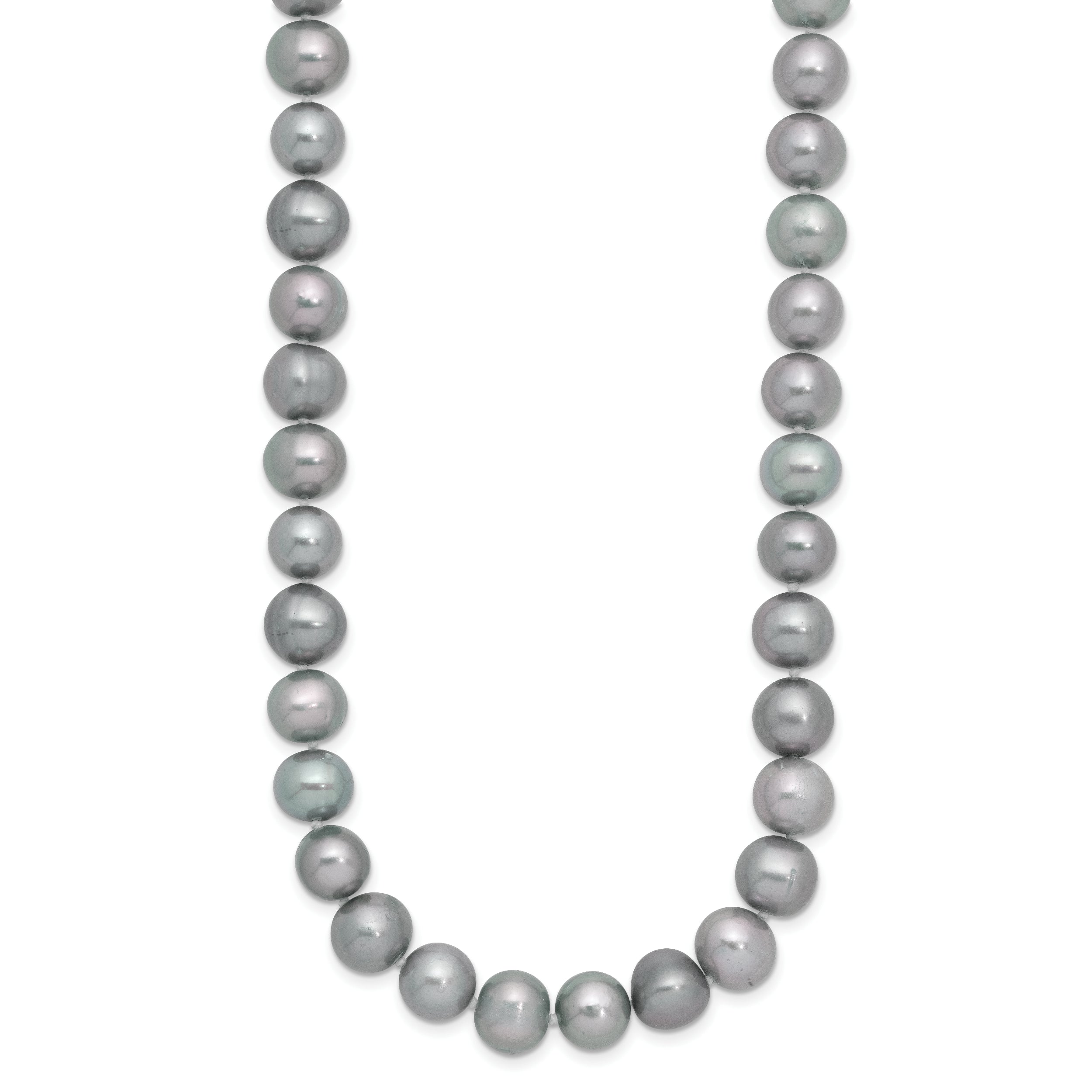 Sterling Silver Rhodium-plated 8-9mm Grey Near-Round Freshwater Cultured Pearl 18 inch Necklace