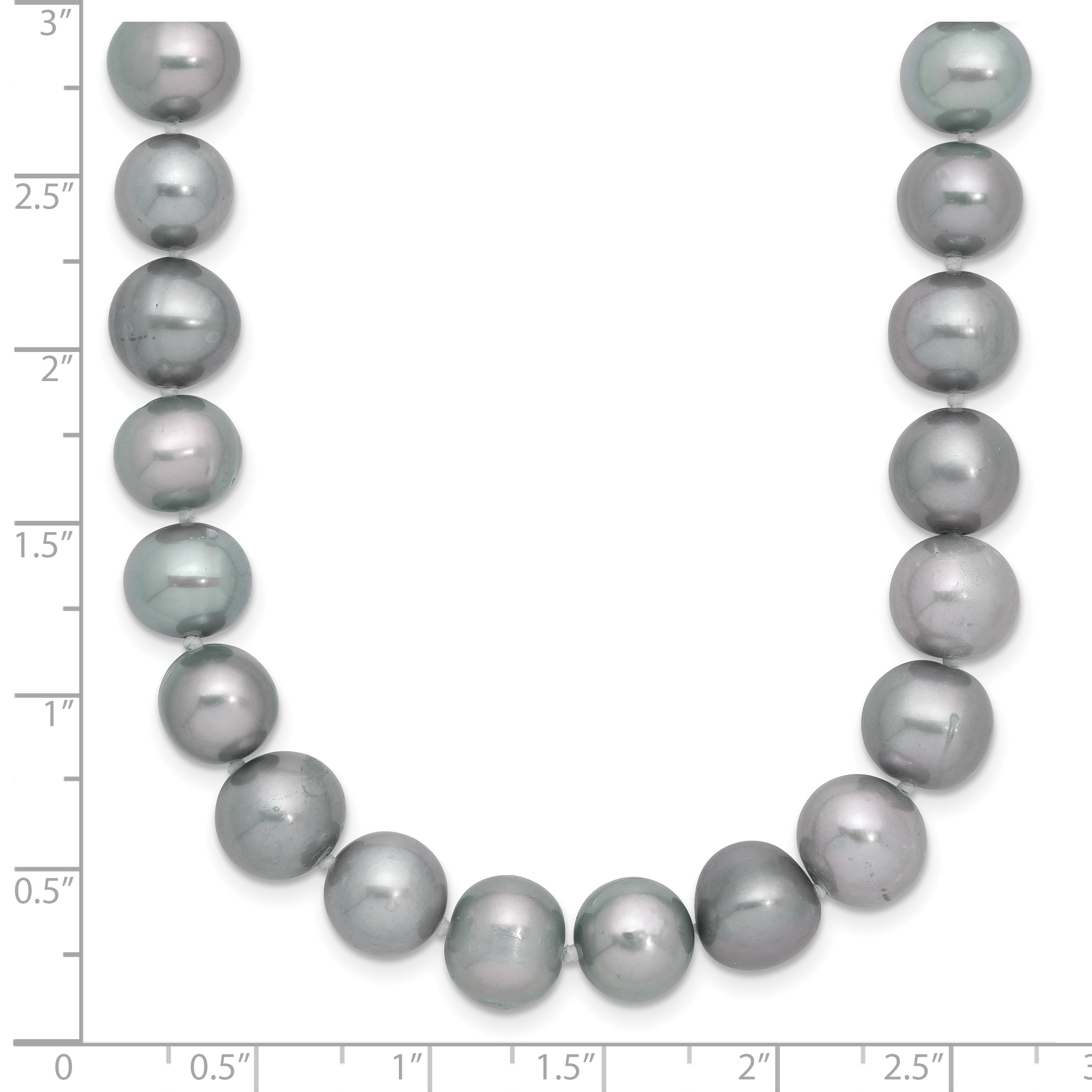 Sterling Silver Rhodium-plated 8-9mm Grey Near-Round Freshwater Cultured Pearl 18 inch Necklace