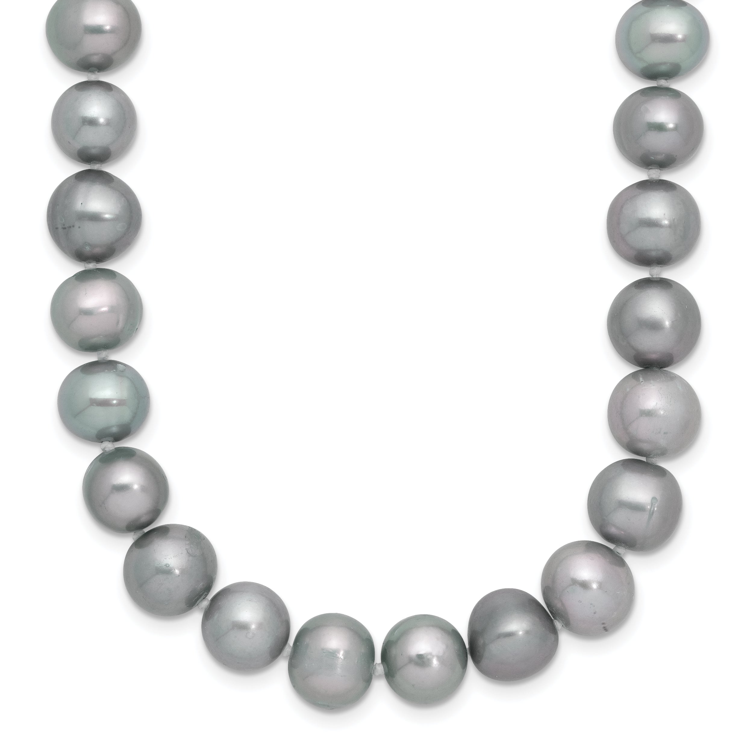 Sterling Silver Rhodium-plated 8-9mm Grey Near-Round Freshwater Cultured Pearl 18 inch Necklace