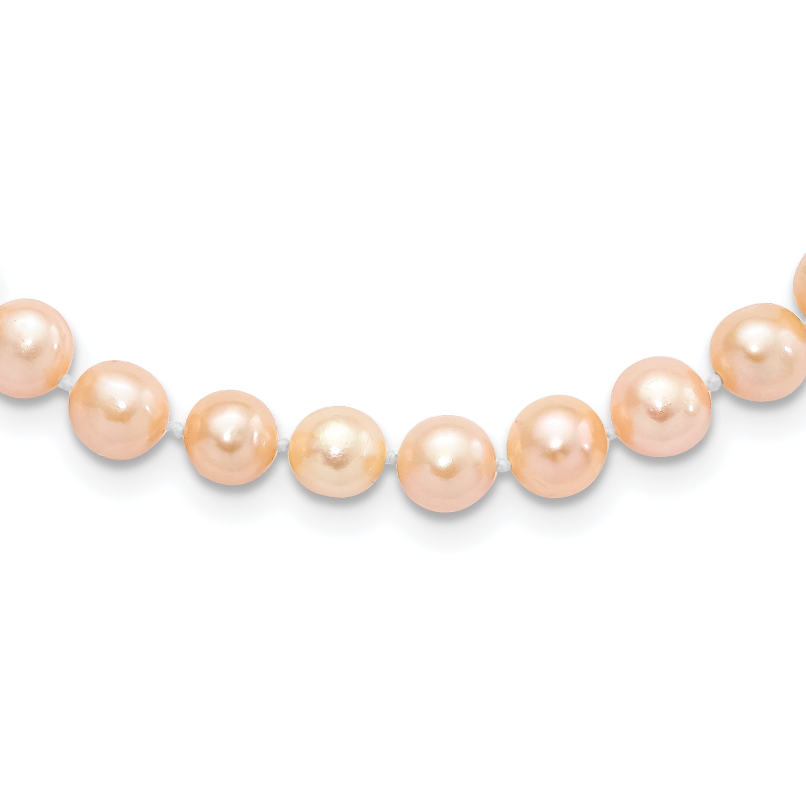 Sterling Silver Rhodium-plated 6-7mm Pink Near-Round Freshwater Cultured Pearl 7.25 inch Bracelet