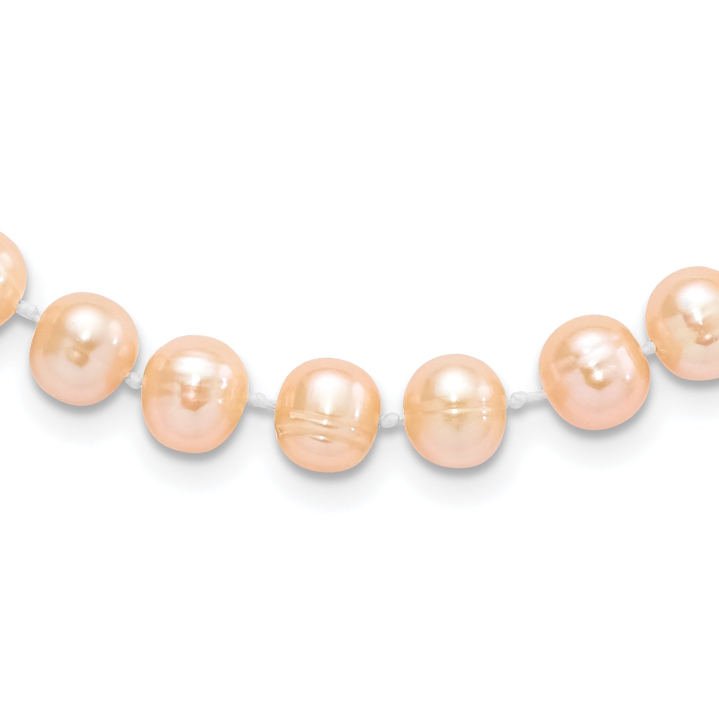 Sterling Silver Rhodium-plated 7-8mm Pink Near-Round Freshwater Cultured Pearl 7.25 inch Bracelet