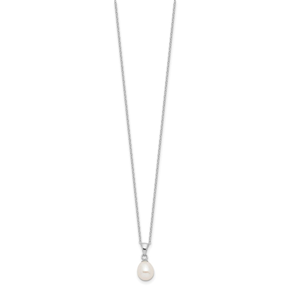 Sterling Silver Rhodium-plated FWC Pearl Necklace/Stud Earring Set
