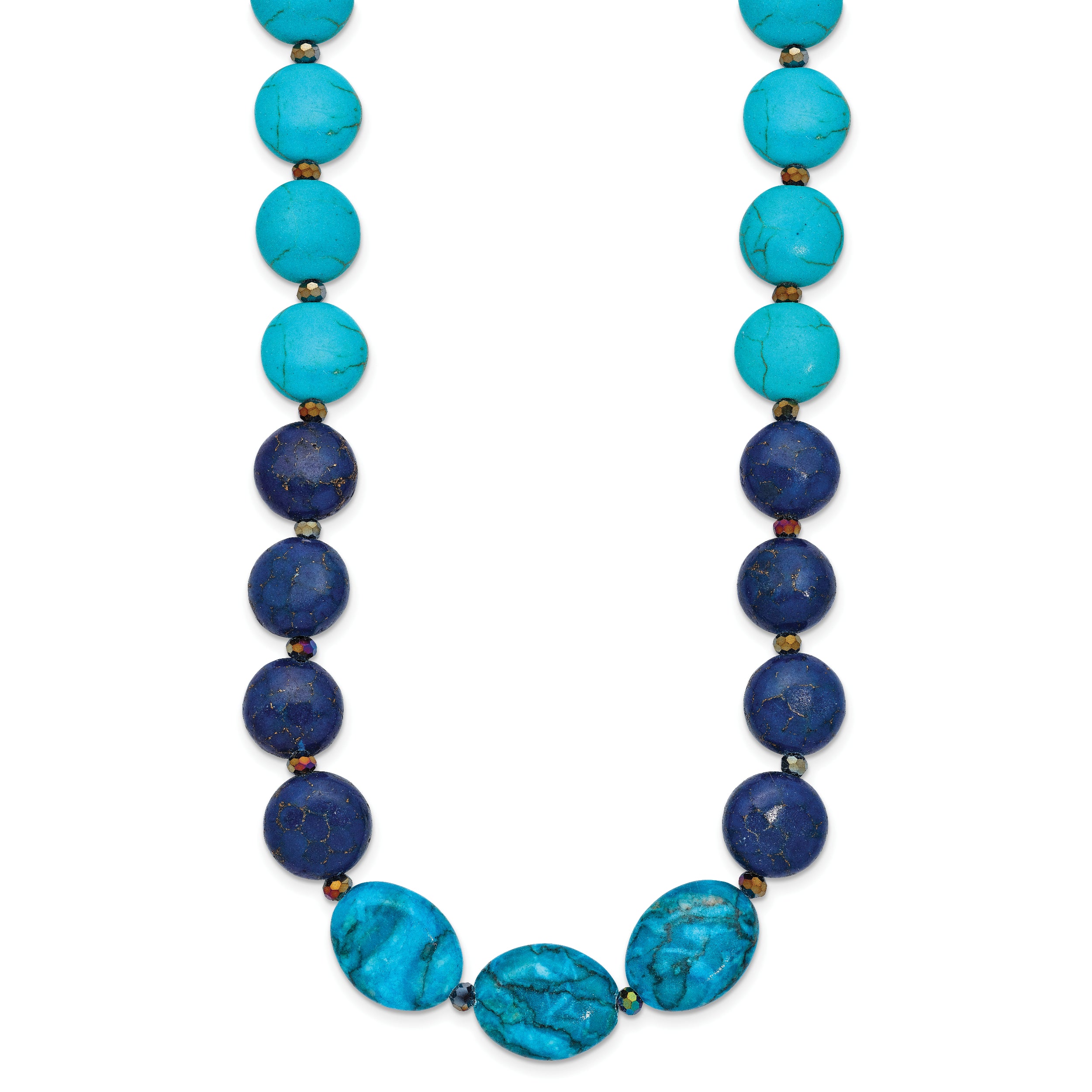 Sterling Silver Agate,Crystal,Jasper, Recon. Lapis w/2 in ext Necklace